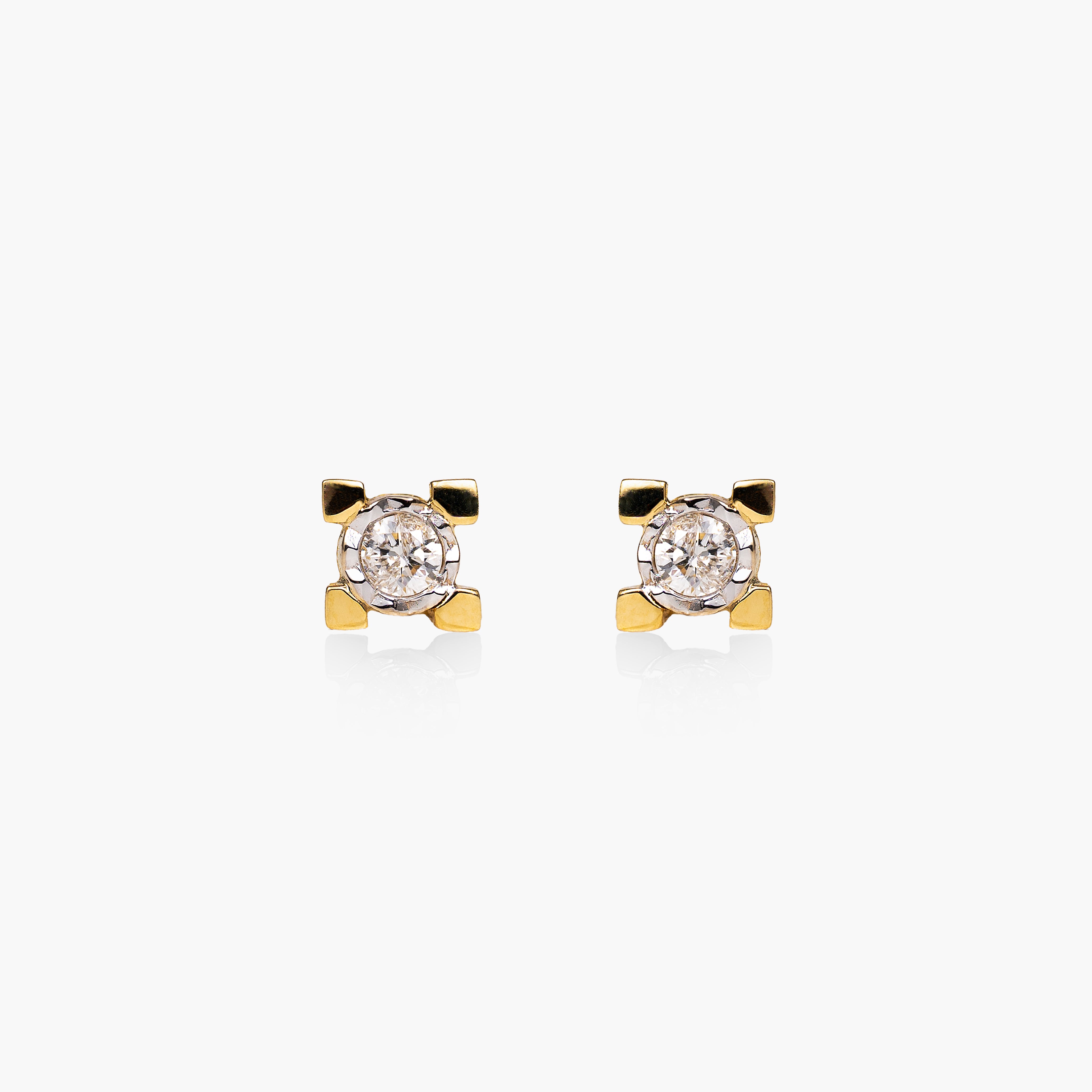 Cercei aur galben 18 k cu diamante