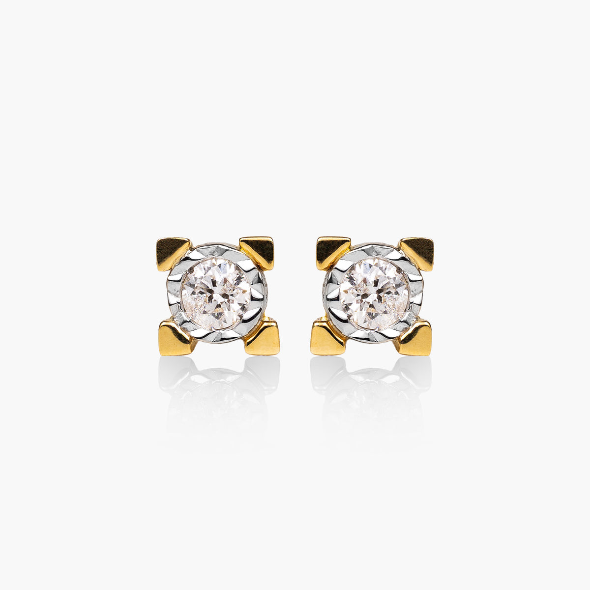 Cercei aur galben 18 k cu diamante