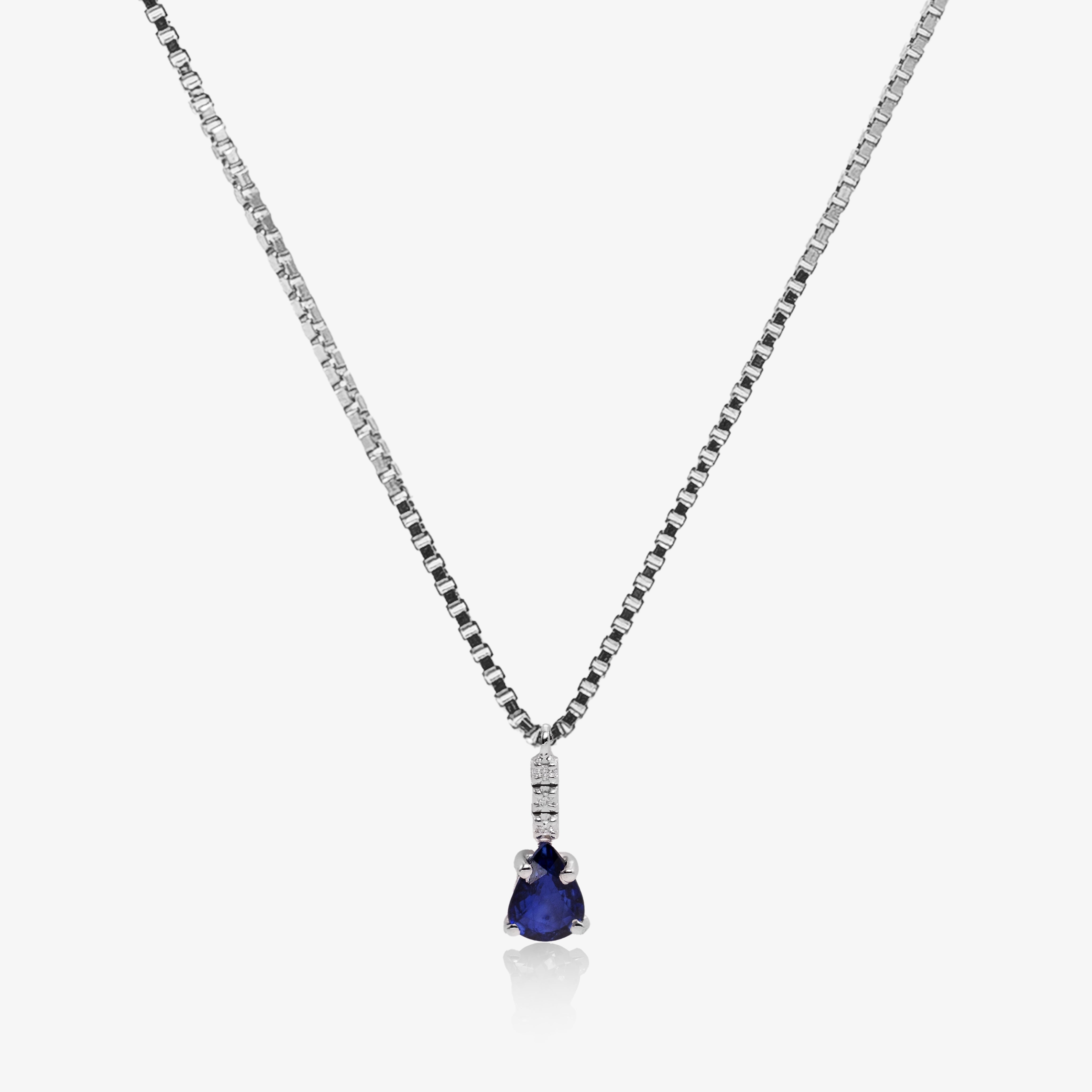 Colier aur 18k cu safir 1.00 ct si diamante