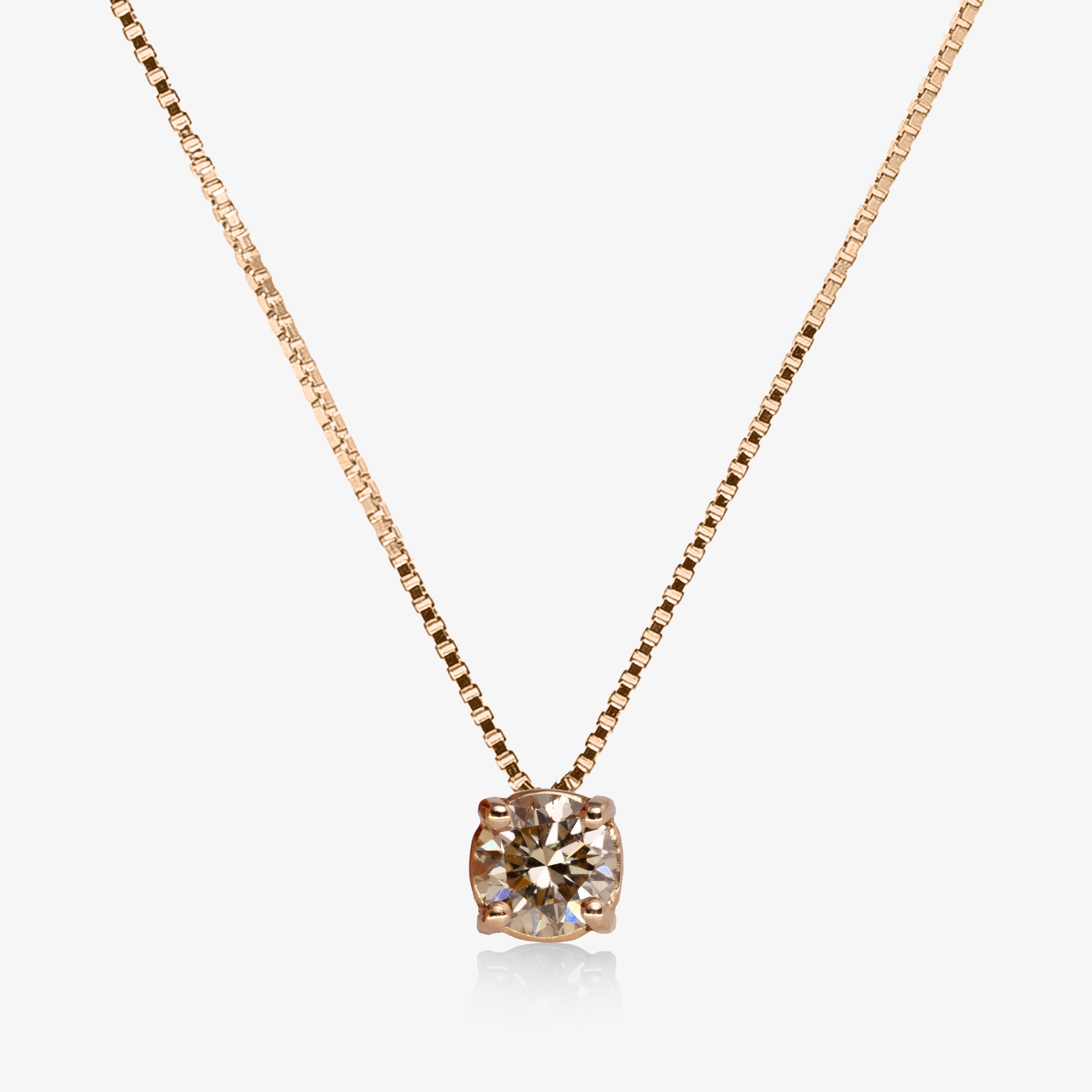 Colier aur roz 18k cu diamant brown