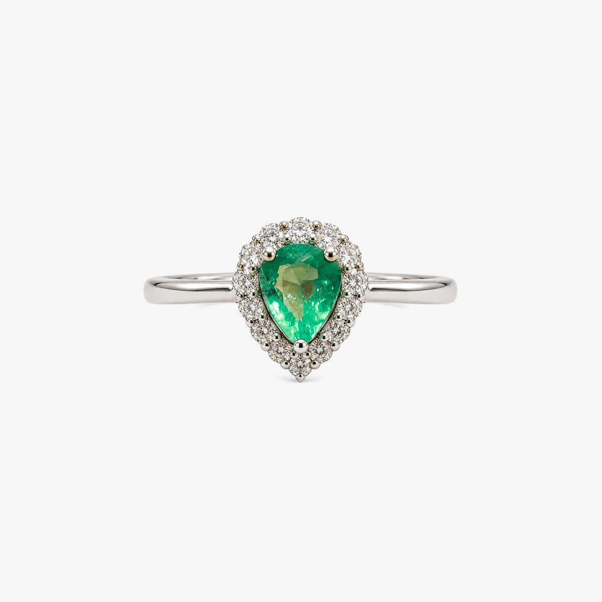 Inel din aur 18K cu smaralde și diamante (0,30 + 0,10 ct)