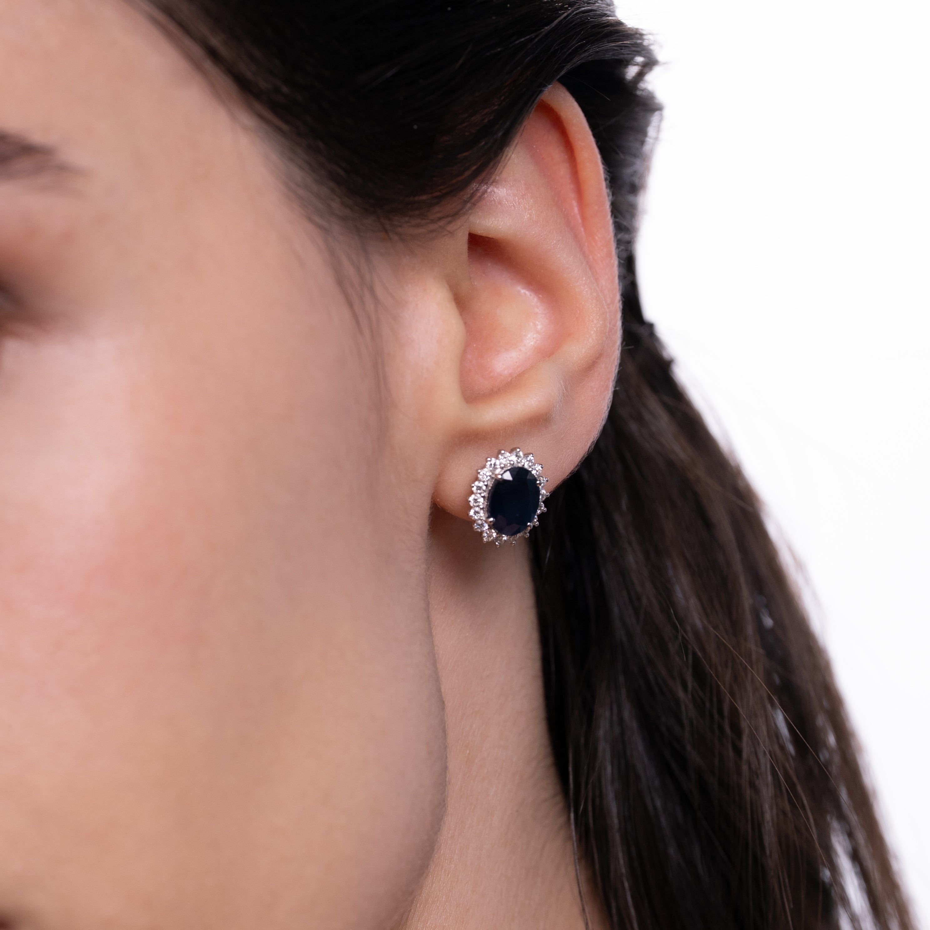 Cercei aur 18k cu safire 4.52 ct si diamante