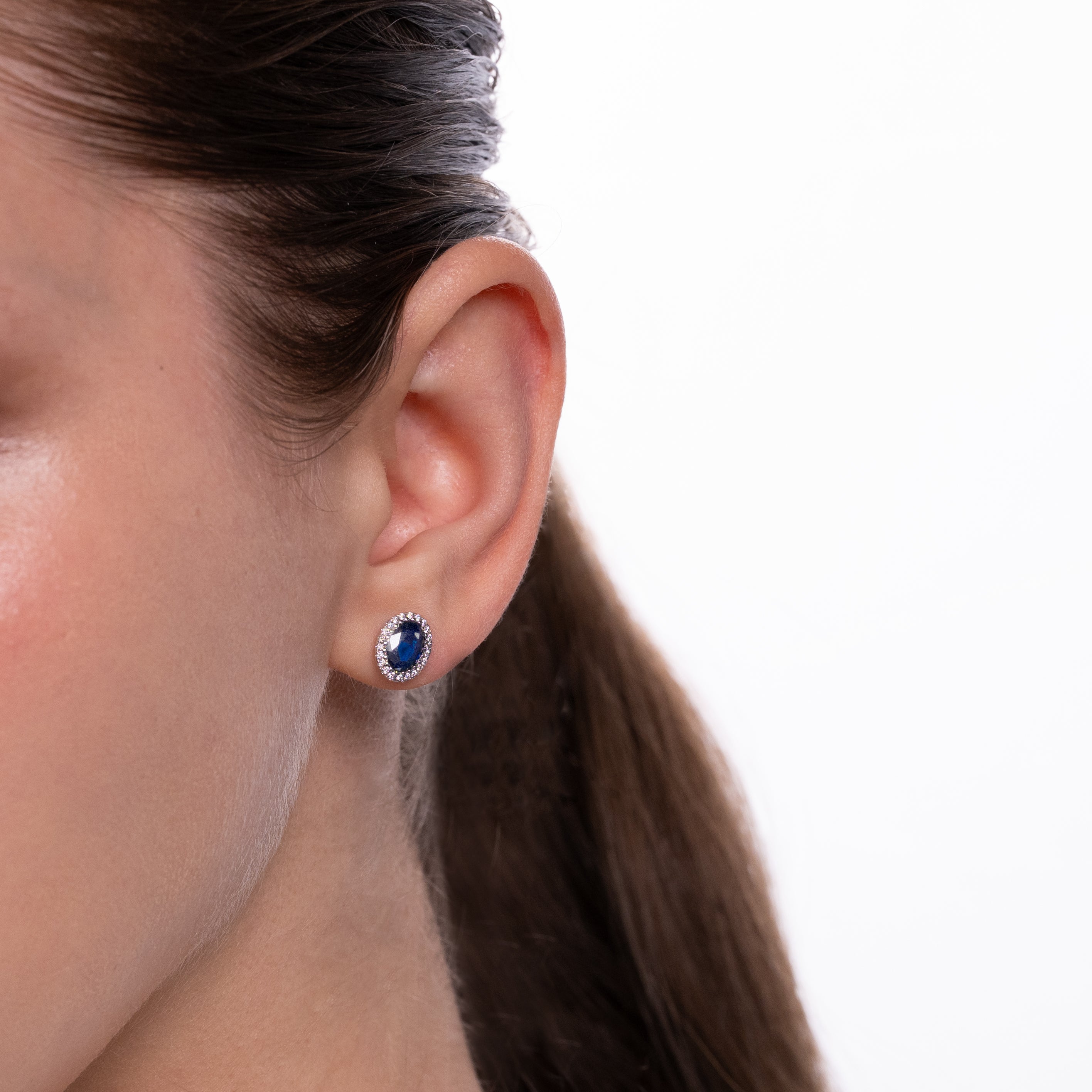 Cercei aur 18k cu safire 2.00 ct si diamante 0.20 ct