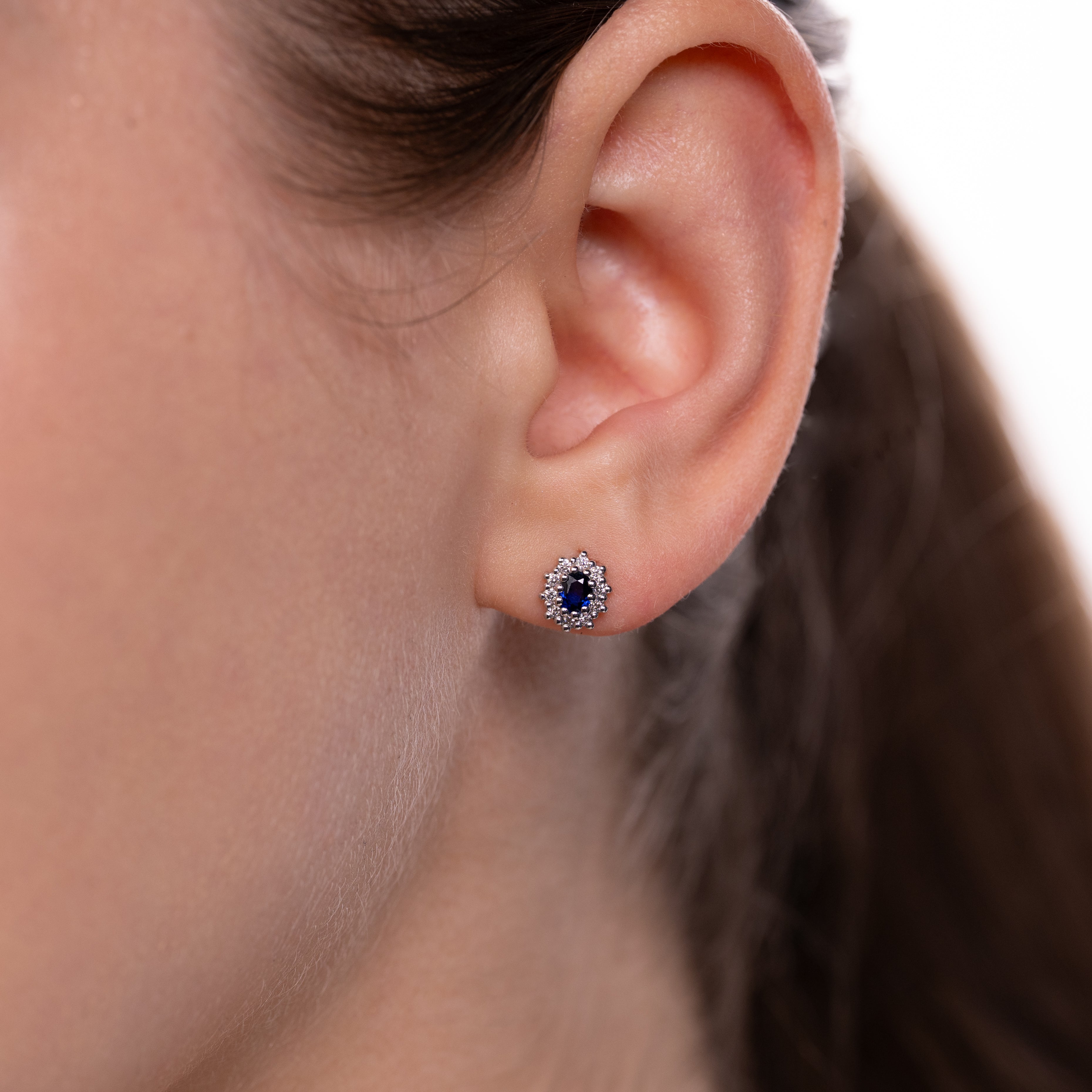 Cercei aur 18k cu safire si diamante 0.20ct