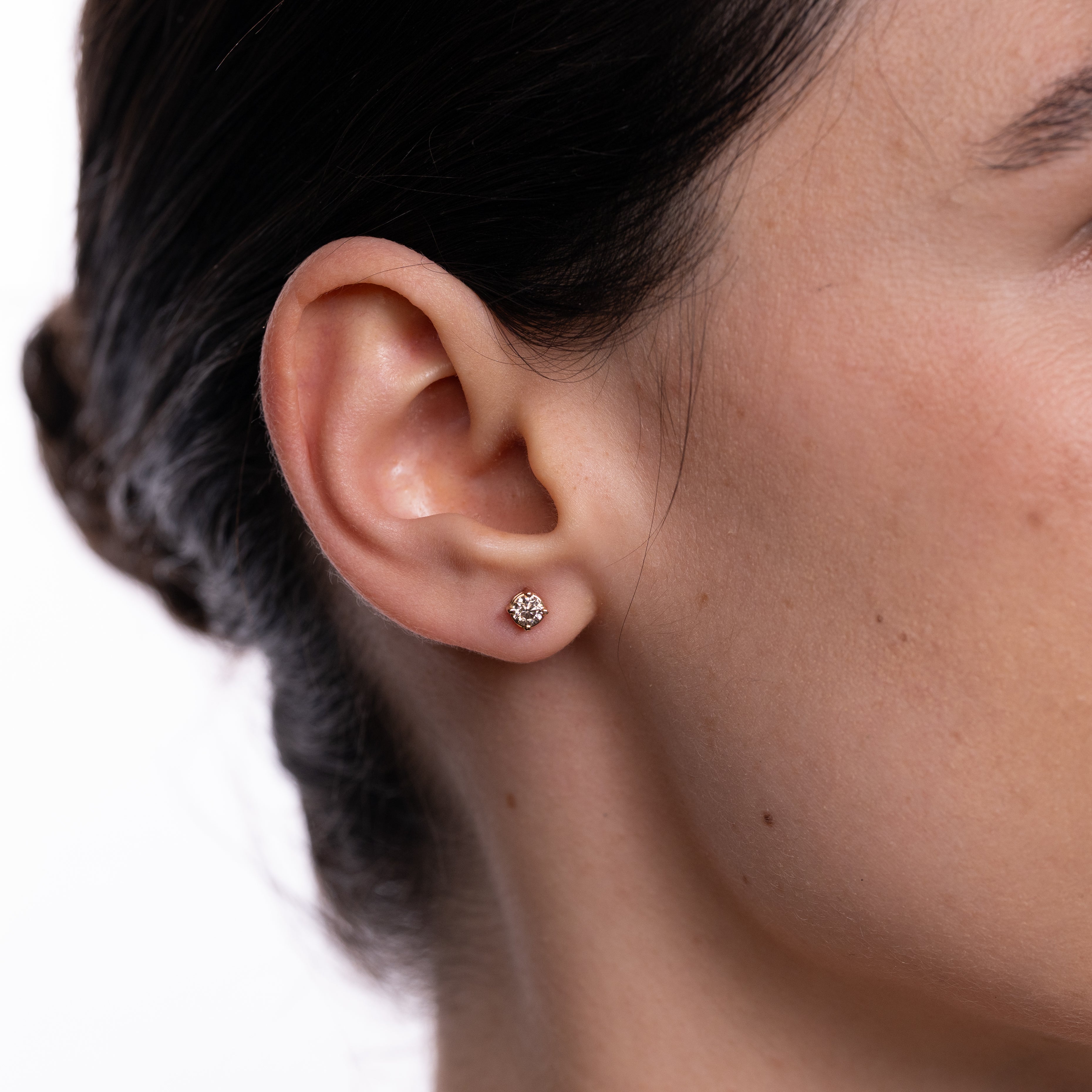 Cercei aur roz 18k cu diamante brown