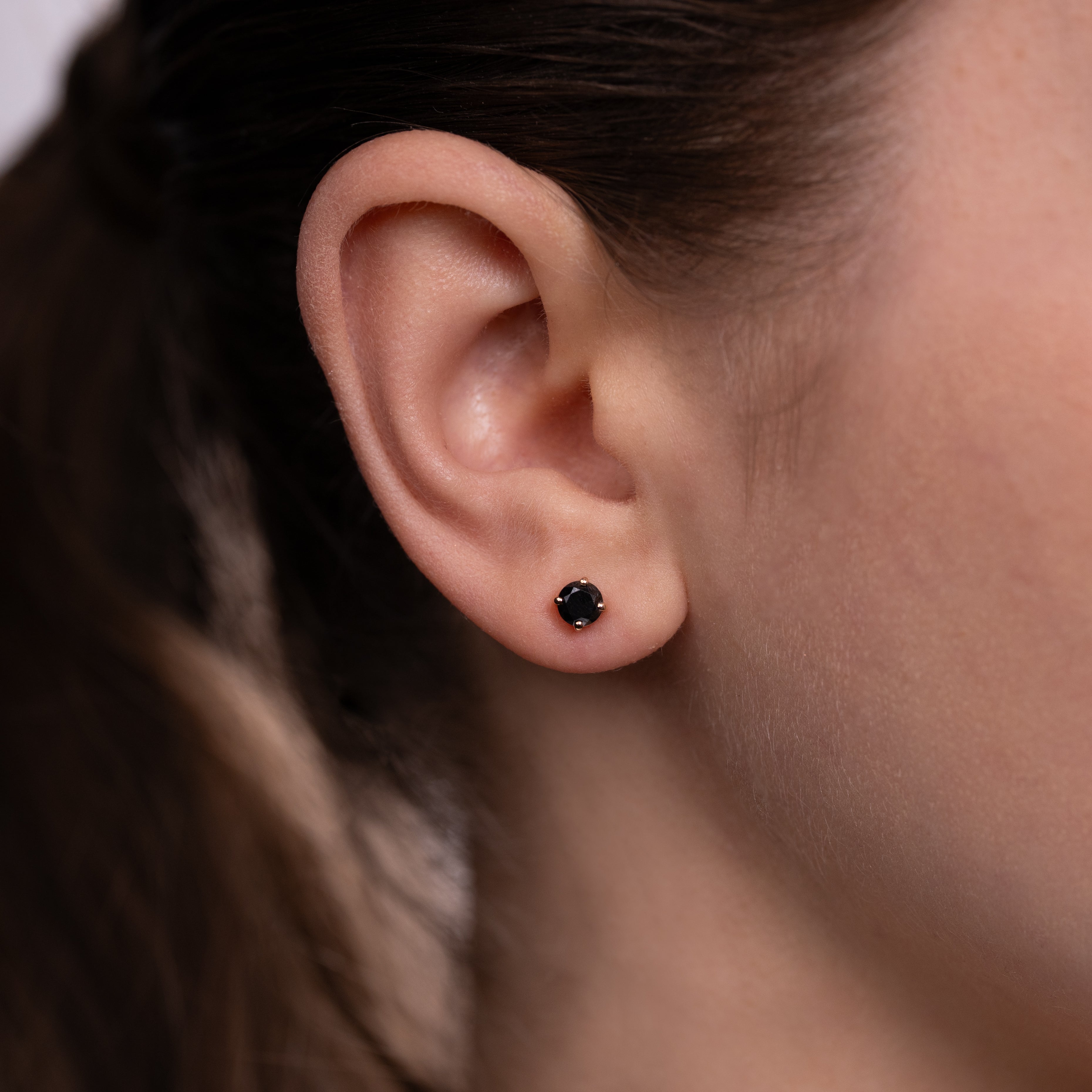 Cercei aur roz 18k cu diamante negre