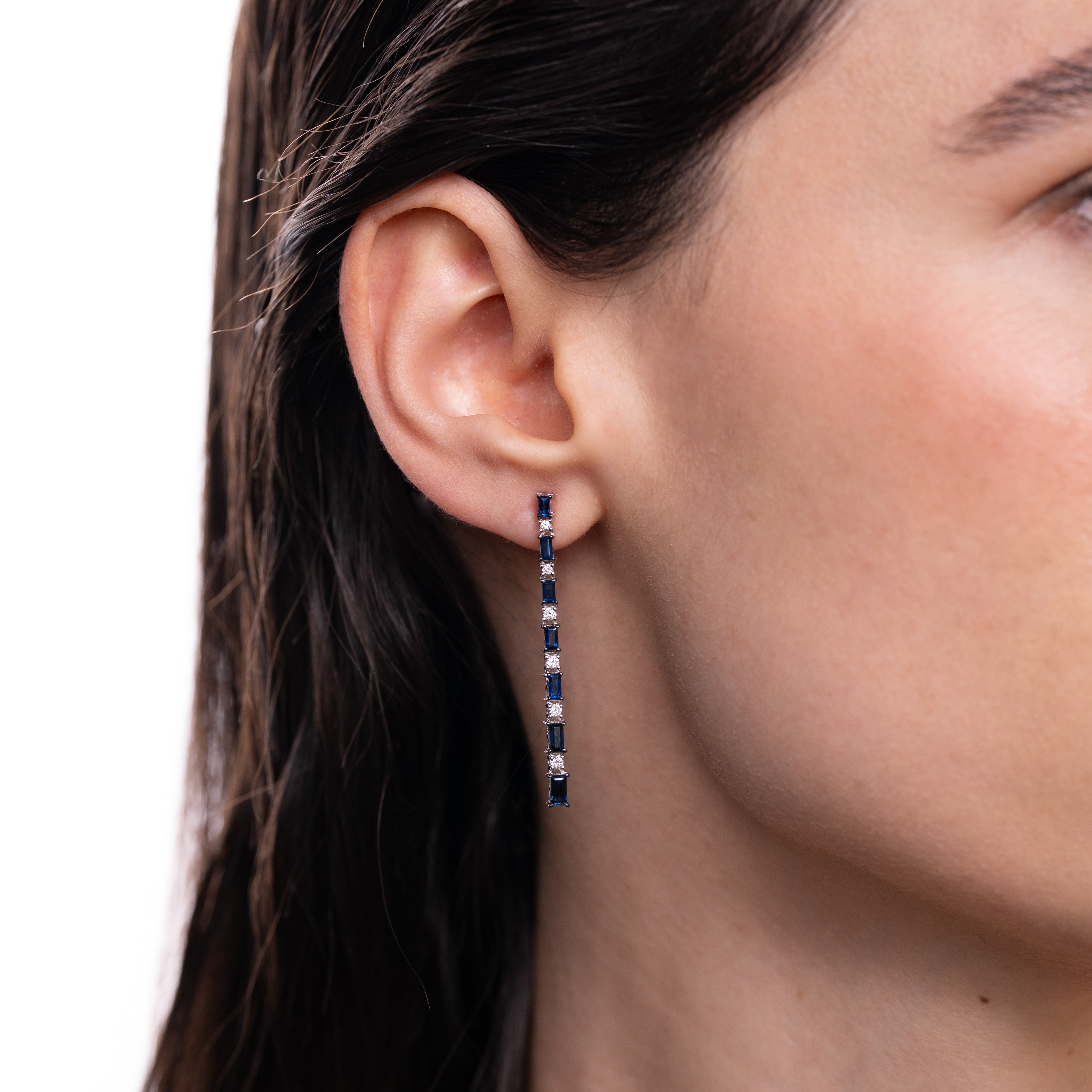 Cercei aur 18k cu safire 1.56 ct si diamante 0.29 ct