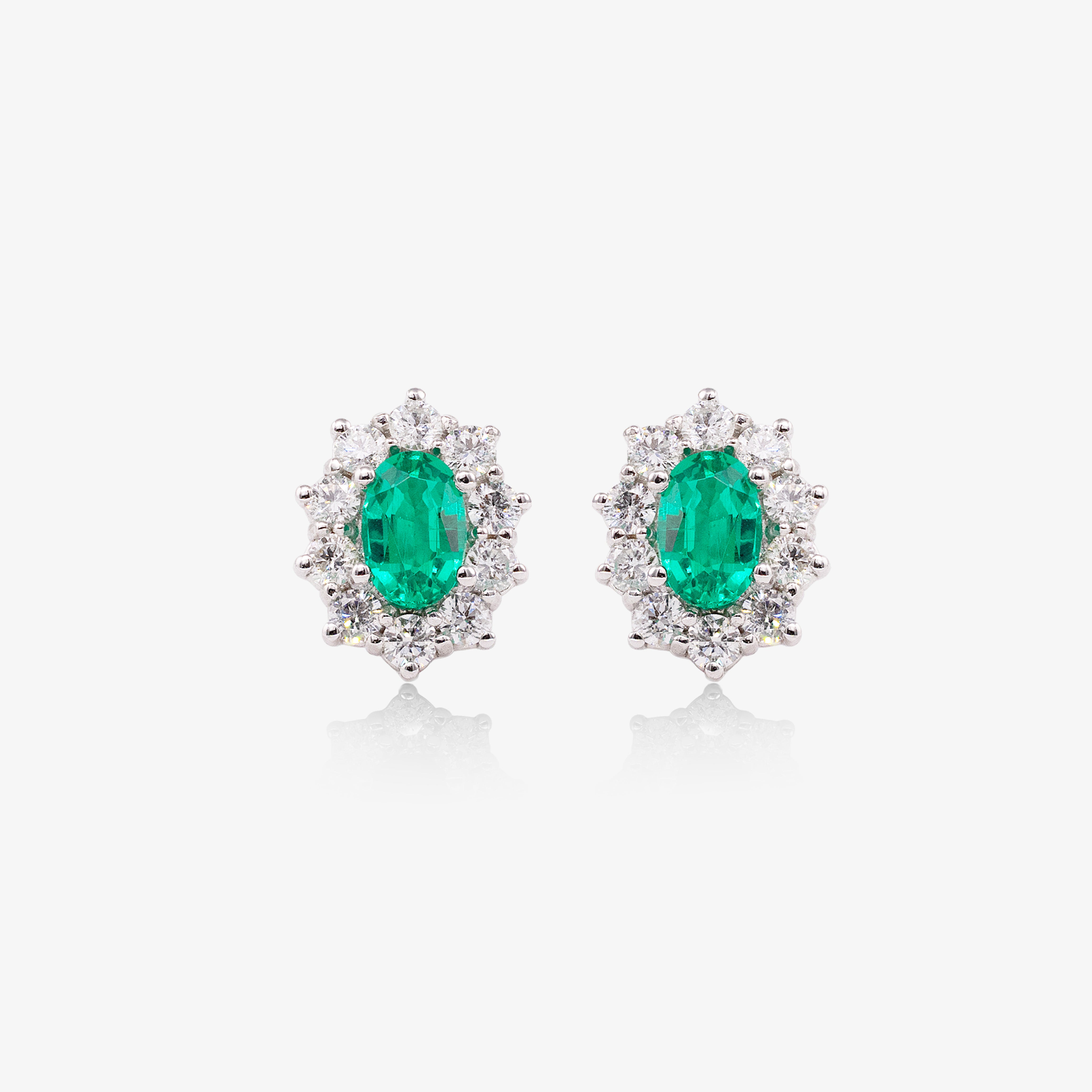 Cercei aur 18k cu smaralde 0.80 ct si diamante 0.72 ct