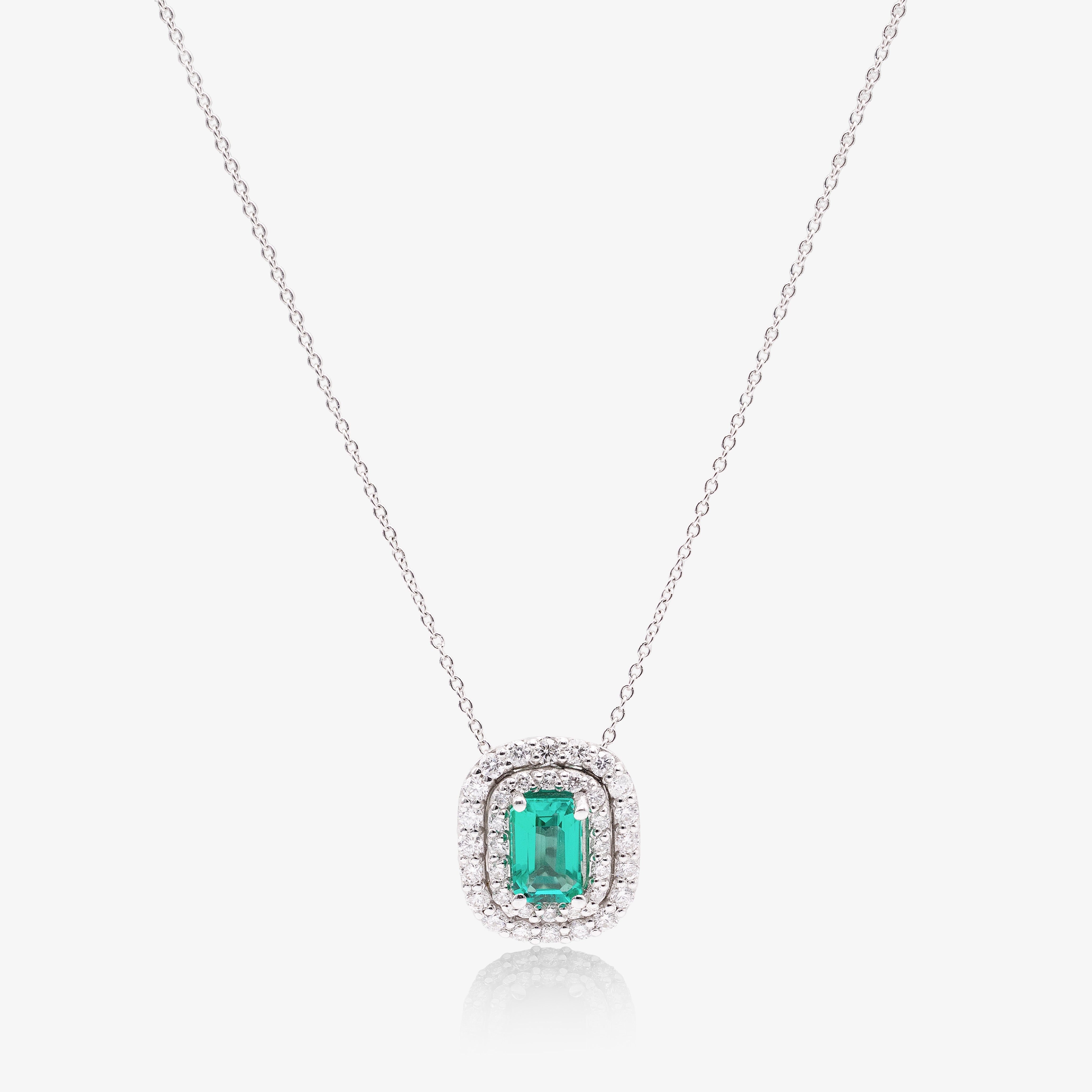 Colier aur 18k cu smarald 0.45 ct si diamante