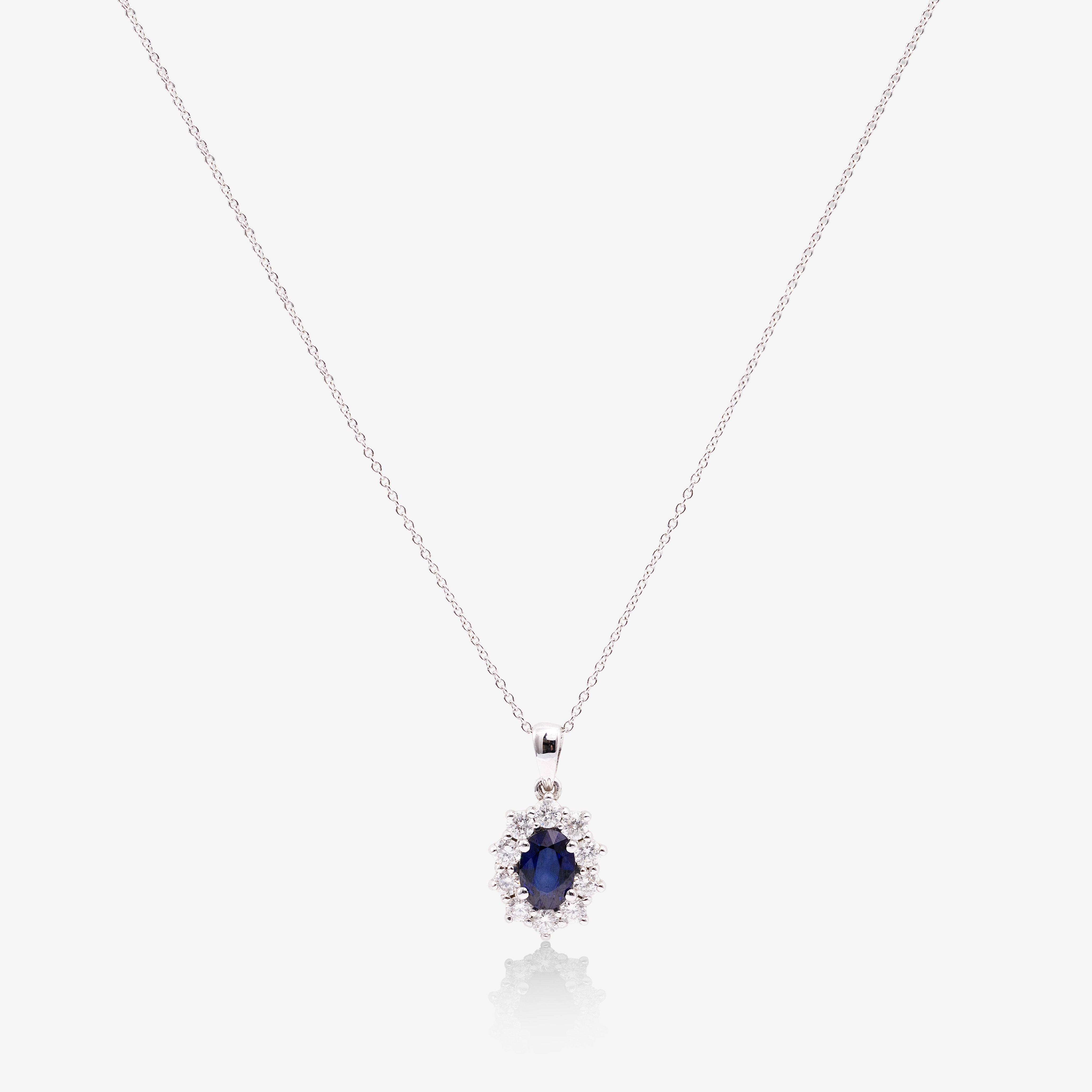 Colier aur 18k cu safir 0.50 ct si diamante