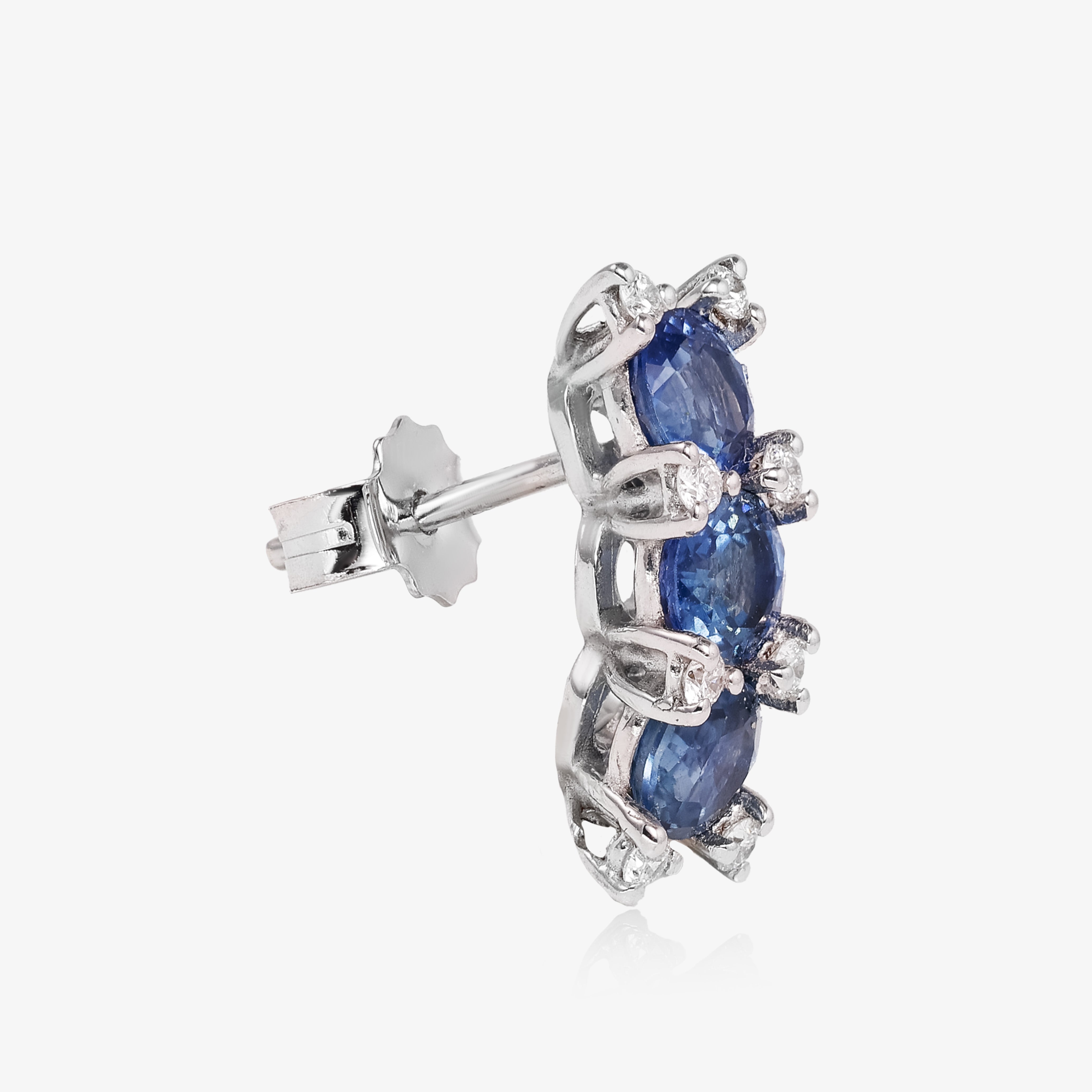 Cercei aur 18k cu safire 2.02 ct si diamante