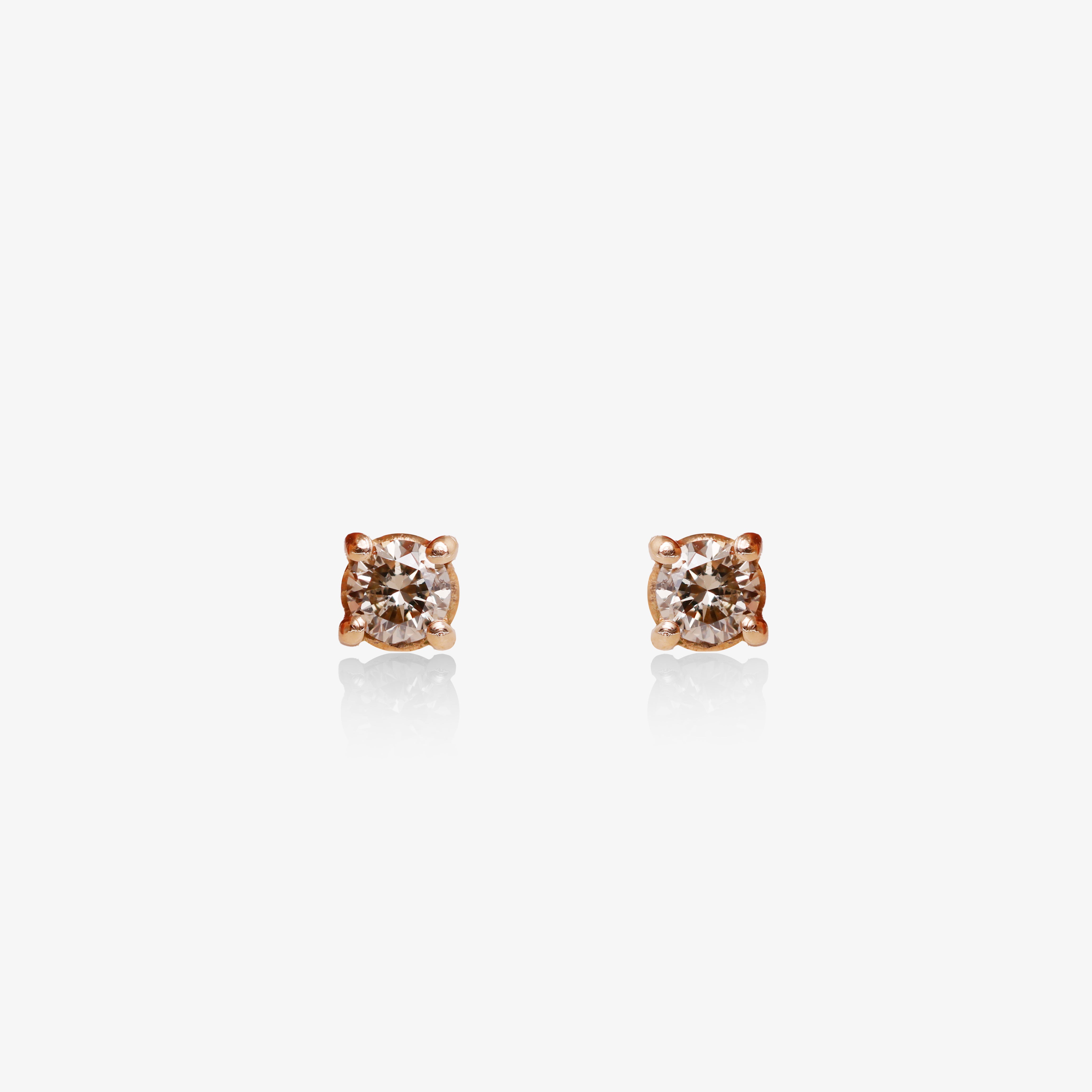Cercei aur roz 18k cu diamante brown