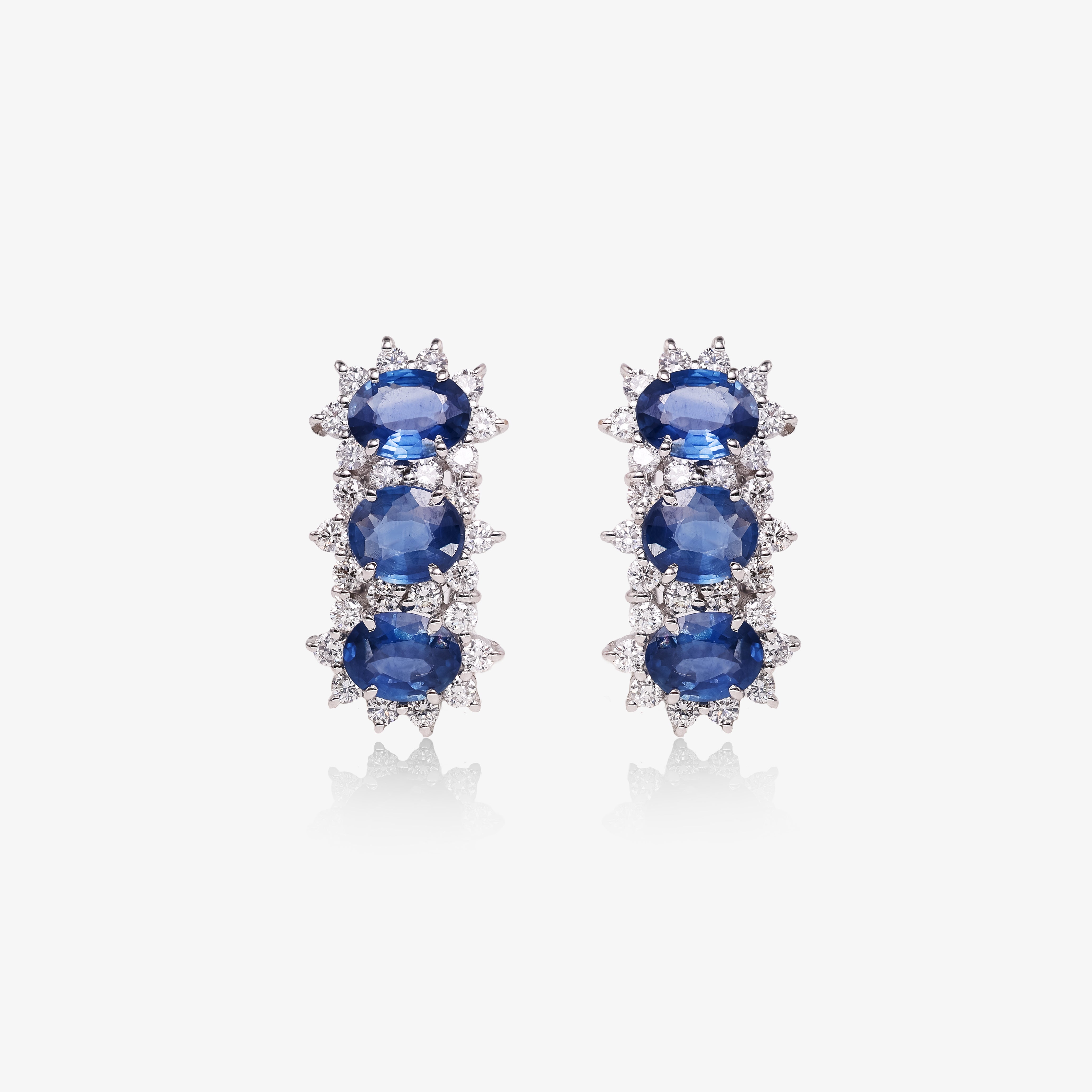 Cercei aur 18k cu safire 2.52 ct si diamante 0.63 ct