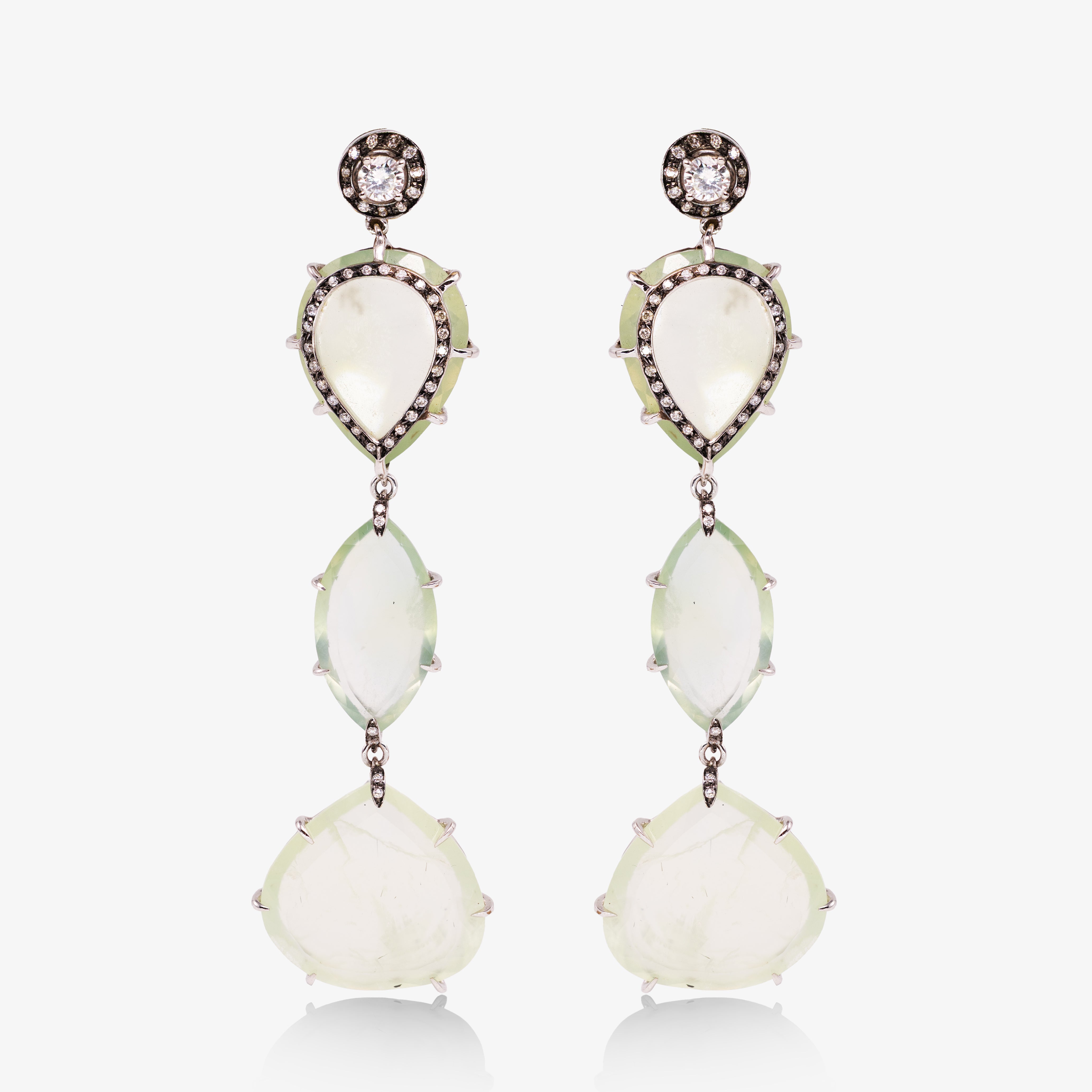 Cercei aur 18k cu diamante 0.90 ct si peridot