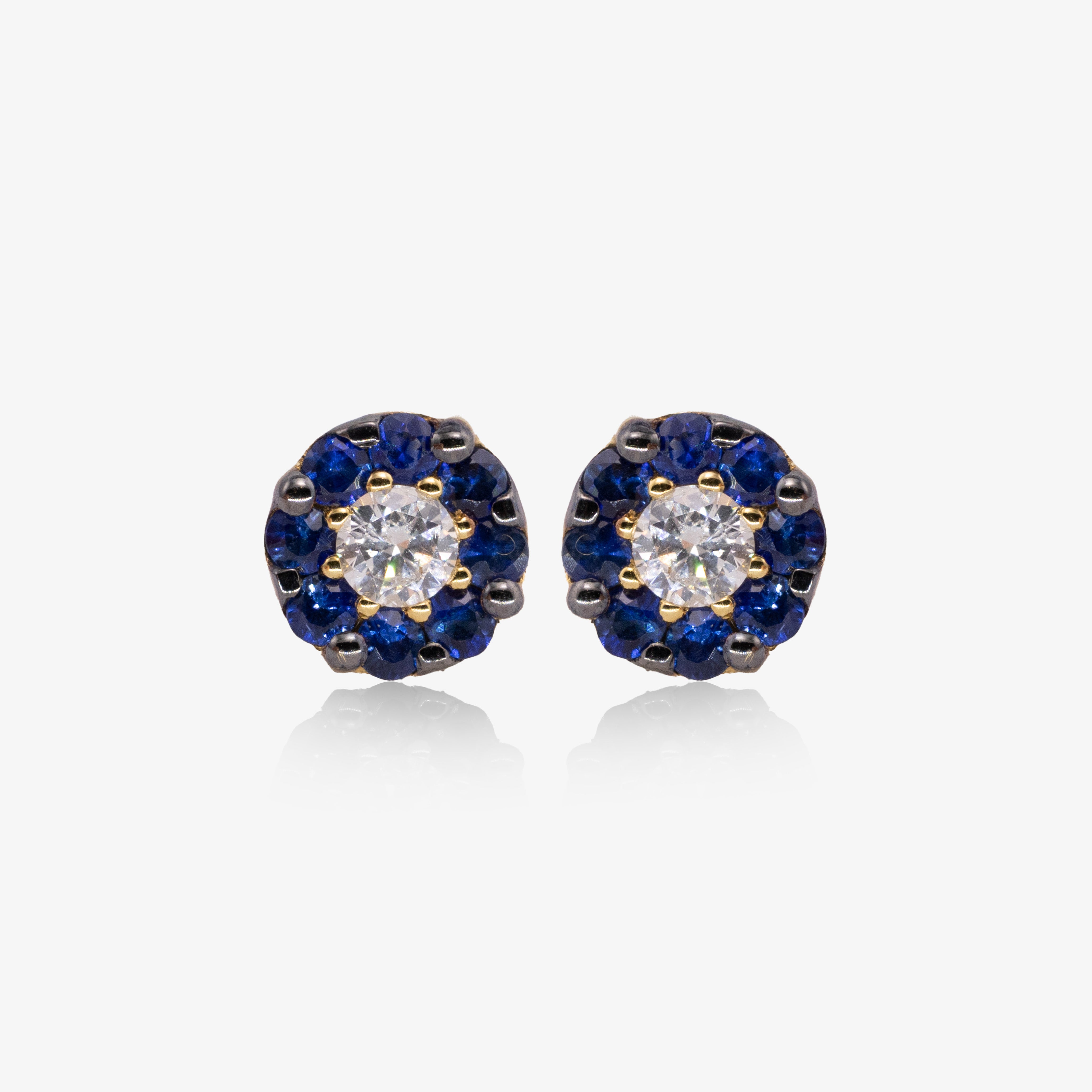 Cercei aur 18k cu safire 0.41 ct si diamante