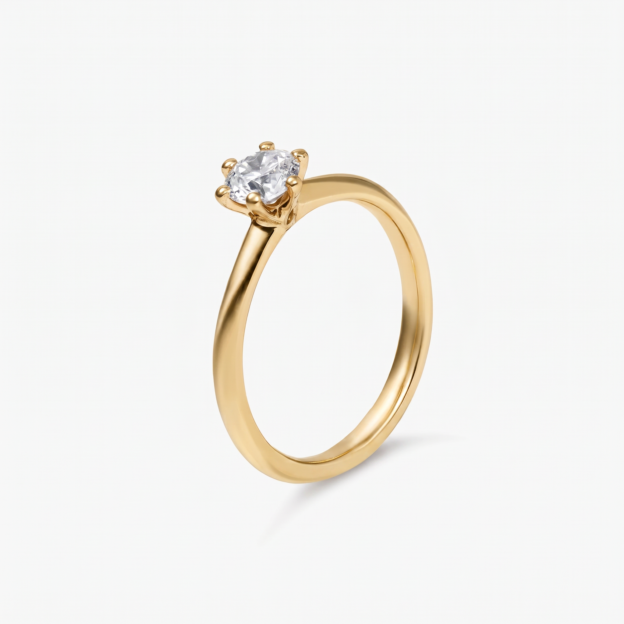 Inel de Logodnă Aur Galben 18k, Diamant Natural Rotund Briliant 0.50 CT - I, SI1 Certificat GIA