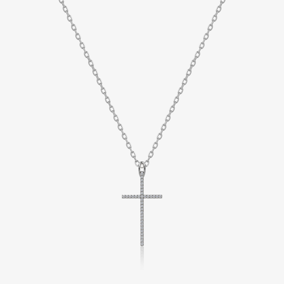 Colier cruce din aur alb 18K cu diamante naturale – KL0040673