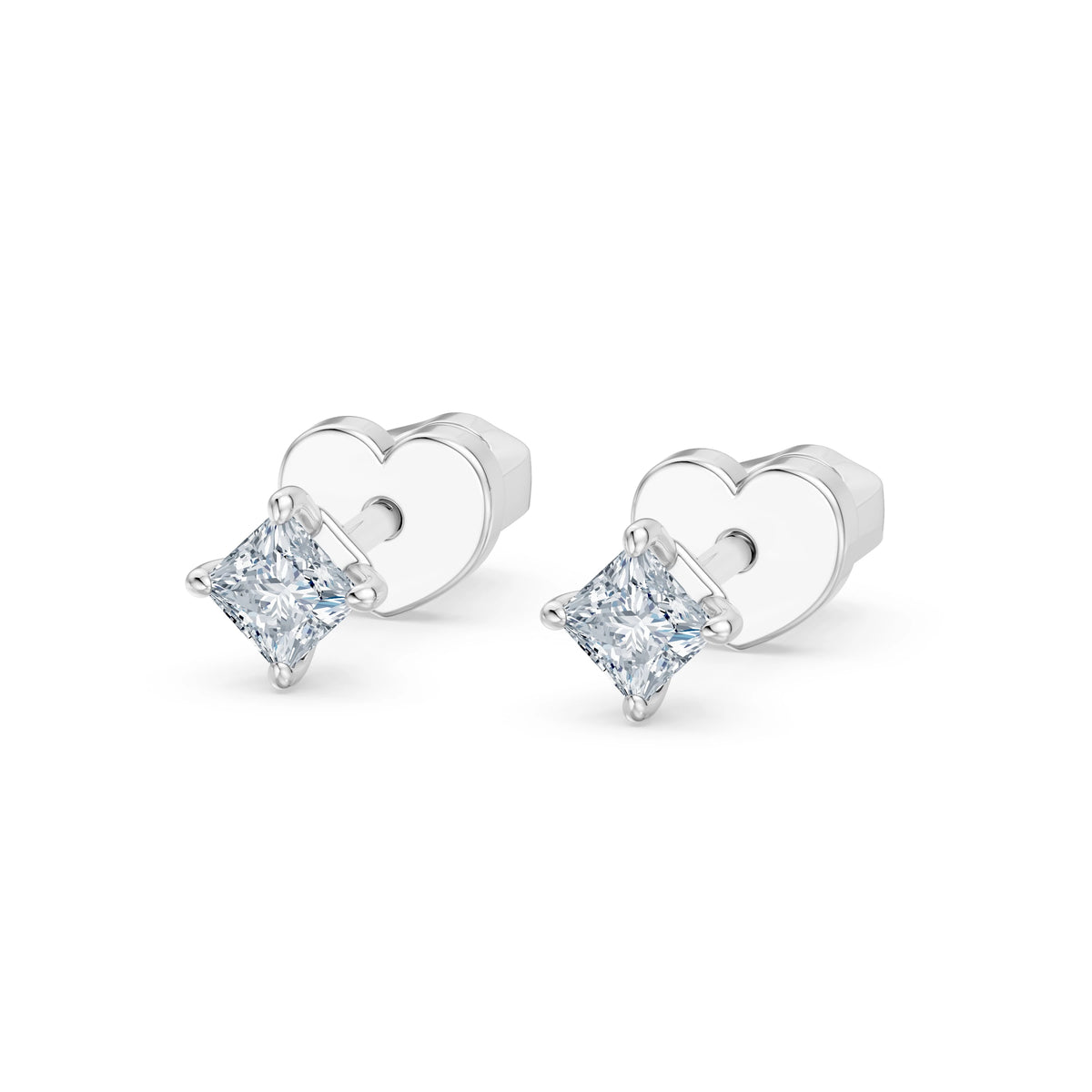 Cercei din Aur cu Diamante, Forma Princess, 0,34 CT