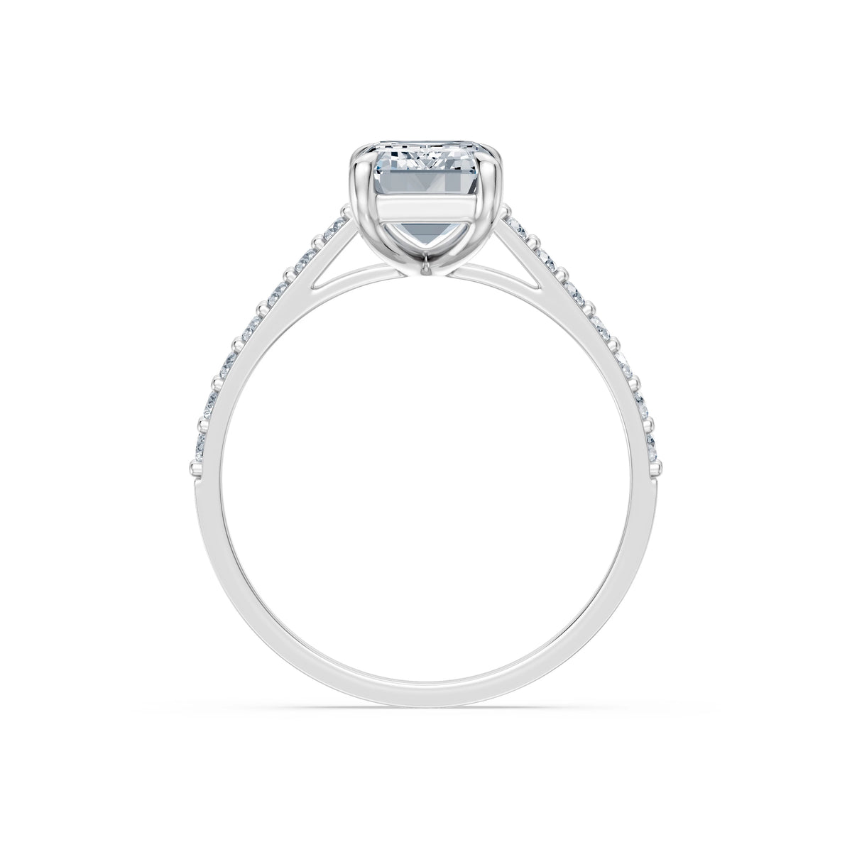 Inel de Logodnă din Aur cu Diamant Central Emerald și Diamante Laterale 2,28 CT