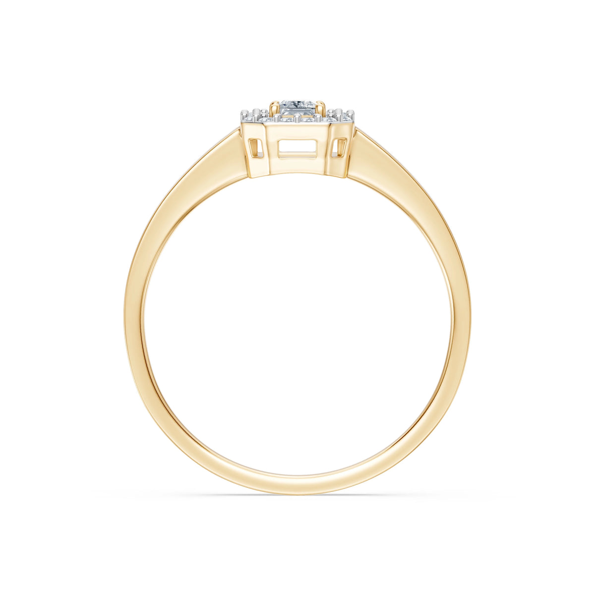 Inel de Logodnă din Aur cu Diamant Central Princess și Diamante Laterale 0,25 CT