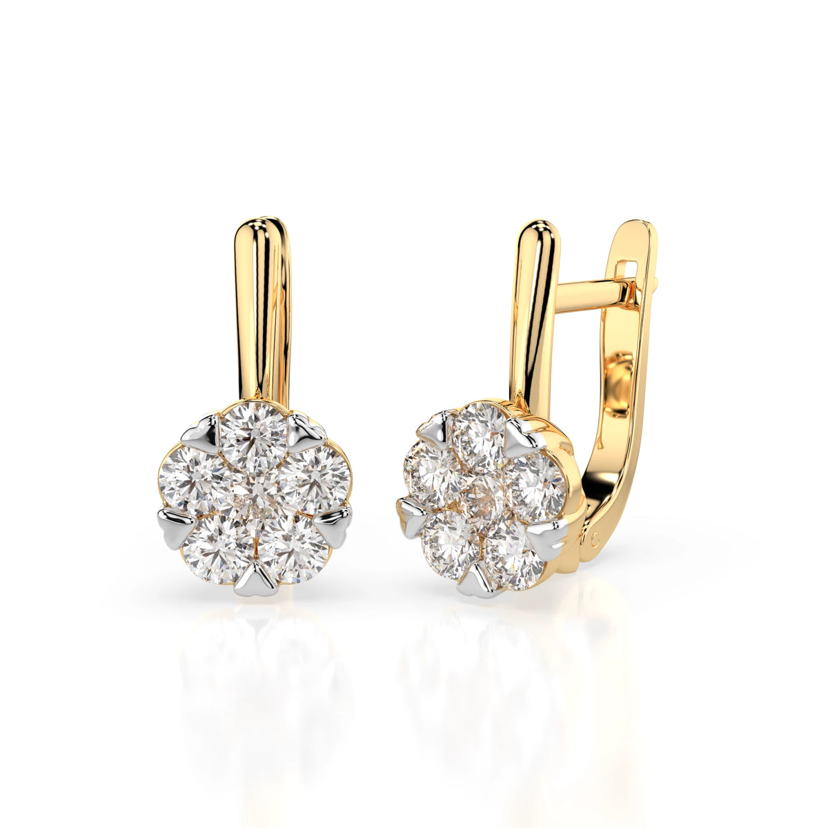 Cercei din Aur cu Diamante, Forma Rotund Briliant, 1,17 CT