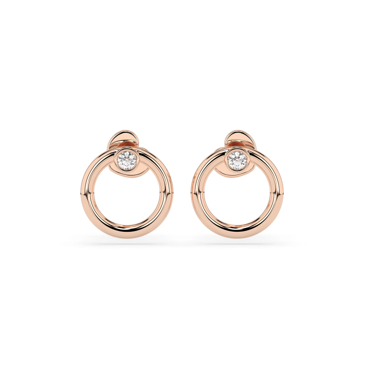 Cercei din Aur cu Diamante, Forma Rotund Briliant, 0,06 CT