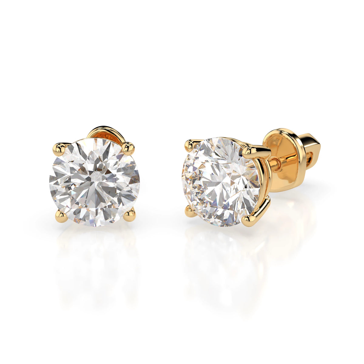 Cercei din Aur cu Diamante, Forma Rotund Briliant, 2,00 CT