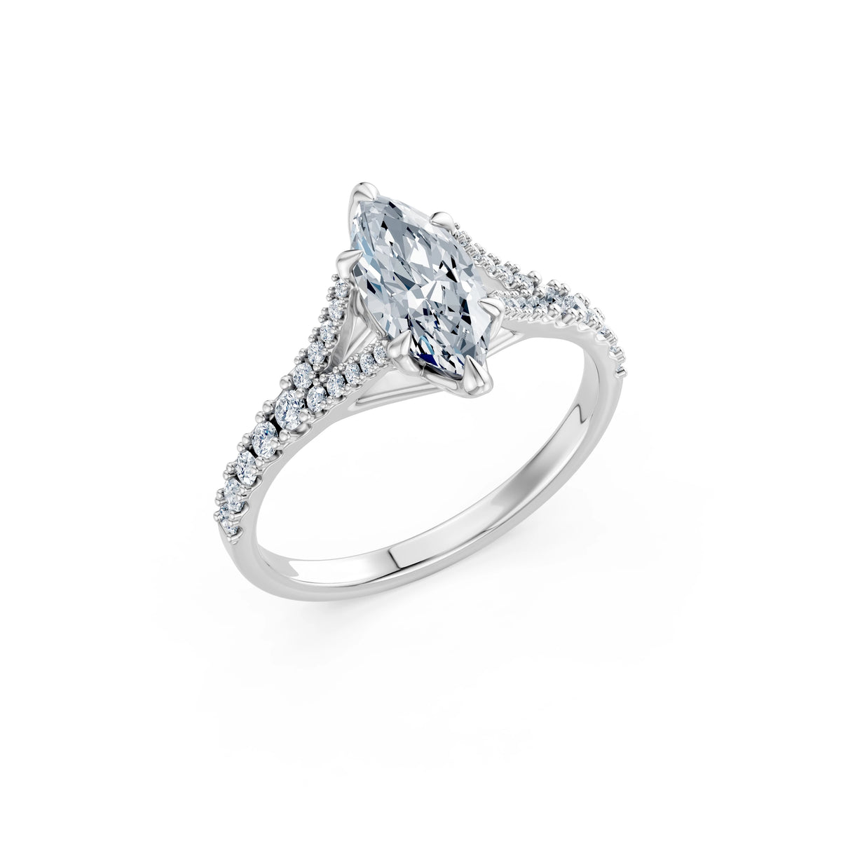 Inel de Logodnă din Aur cu Diamant Central Marquise și Diamante Laterale 1,29 CT
