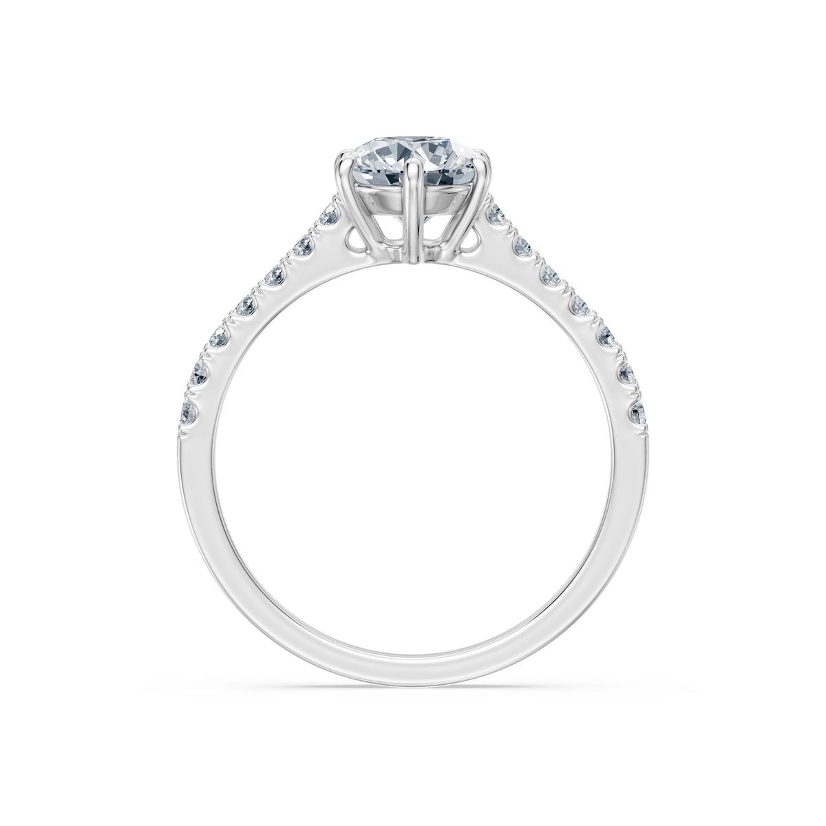 Inel de Logodnă din Aur cu Diamant Central Rotund Briliant și Diamante Laterale 1,25 CT