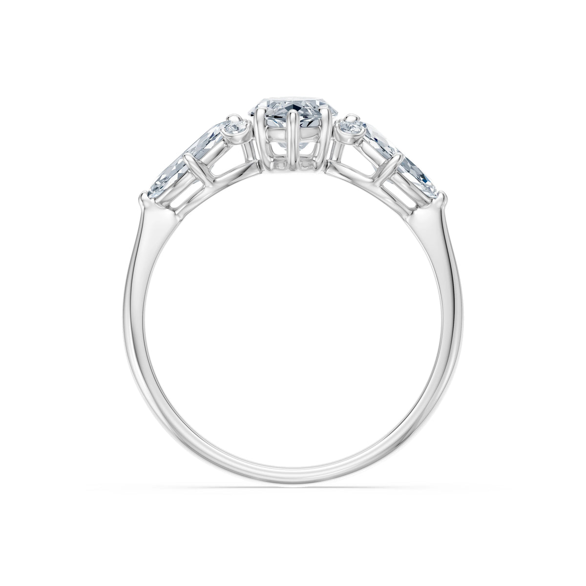 Inel de Logodnă din Aur cu Diamant Central Marquise și Diamante Laterale 1,67 CT