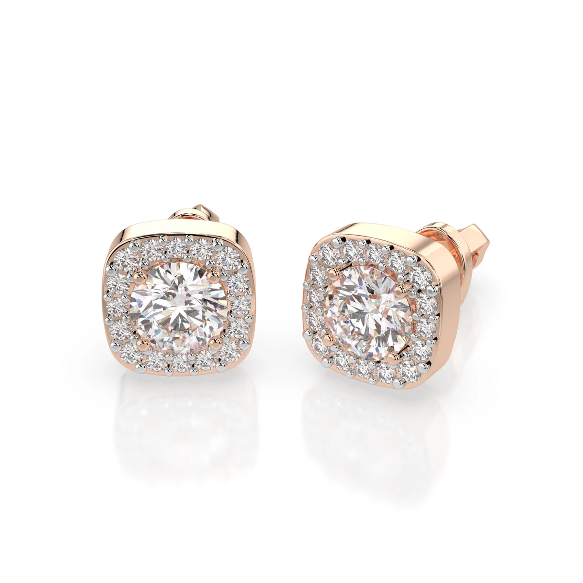 Cercei din Aur cu Diamante, Forma Rotund Briliant, 1,00 CT