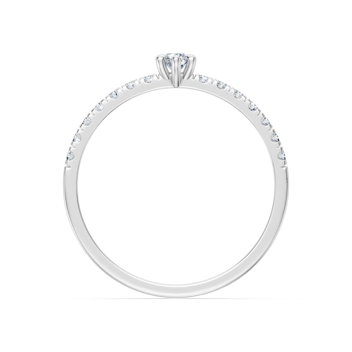 Inel de Logodnă din Aur cu Diamant Central Rotund Briliant și Diamante Laterale 0,30 CT