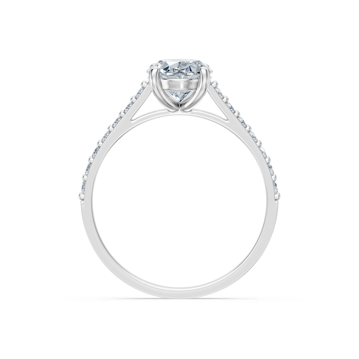 Inel de Logodnă din Aur cu Diamant Central Oval și Diamante Laterale 1,78 CT