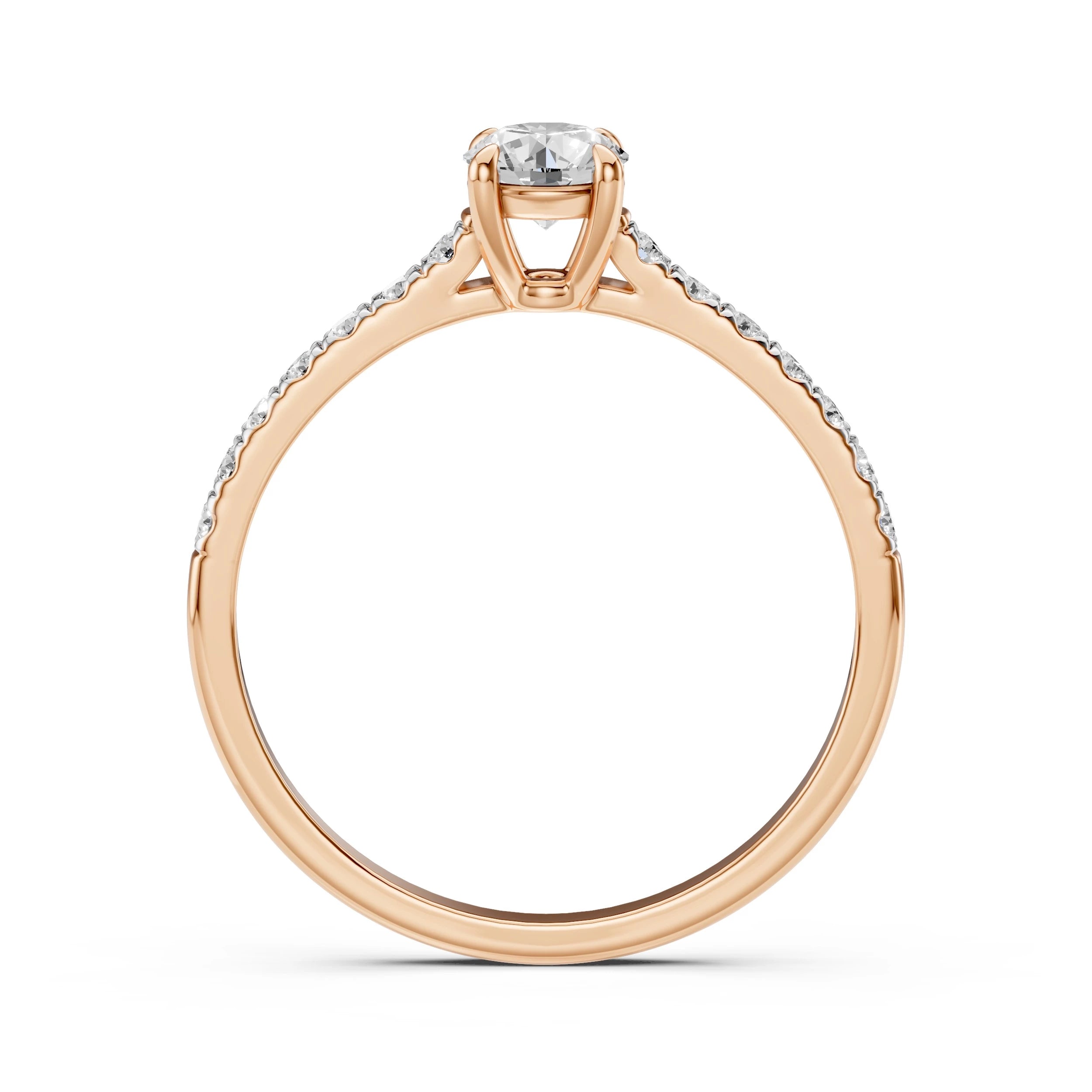 Inel de Logodnă din Aur cu Diamant Central și Diamante Laterale Rotunde 0.61 CT