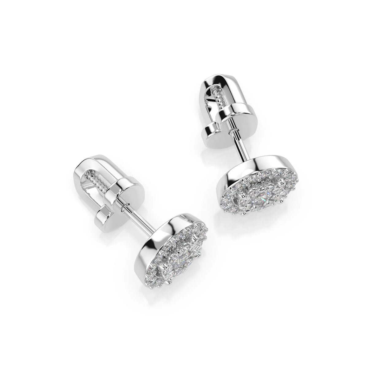 Cercei din Aur cu Diamante, Forma Rotund Briliant, 0,48 CT