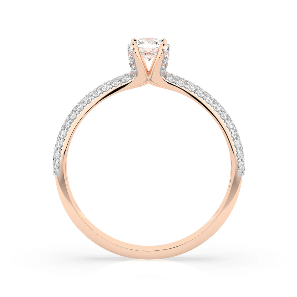 Inel de Logodnă din Aur cu Diamant Central Rotund Briliant și Diamante Laterale 0,60 CT