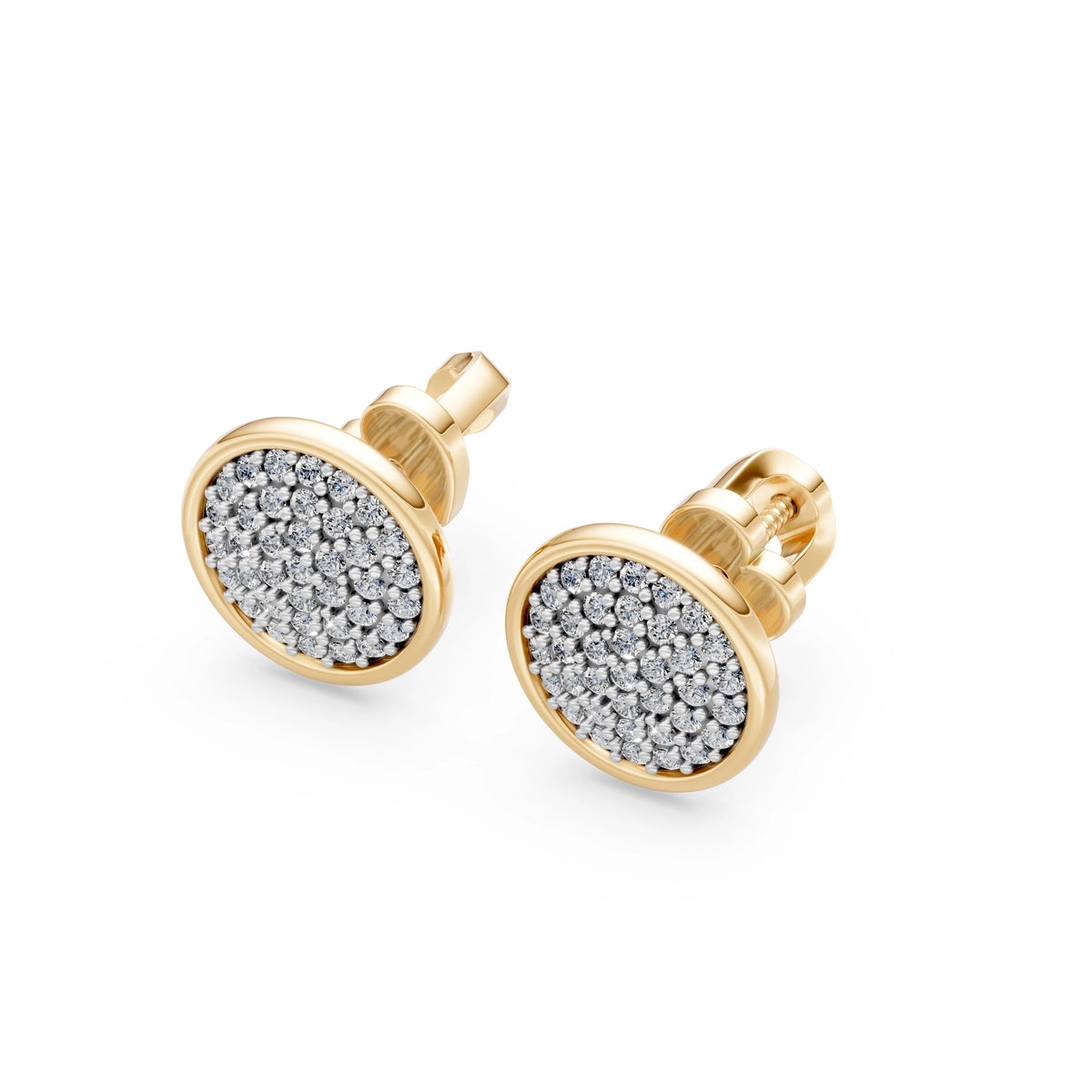 Cercei din Aur cu Diamante, Forma Rotund Briliant, 0,47 CT