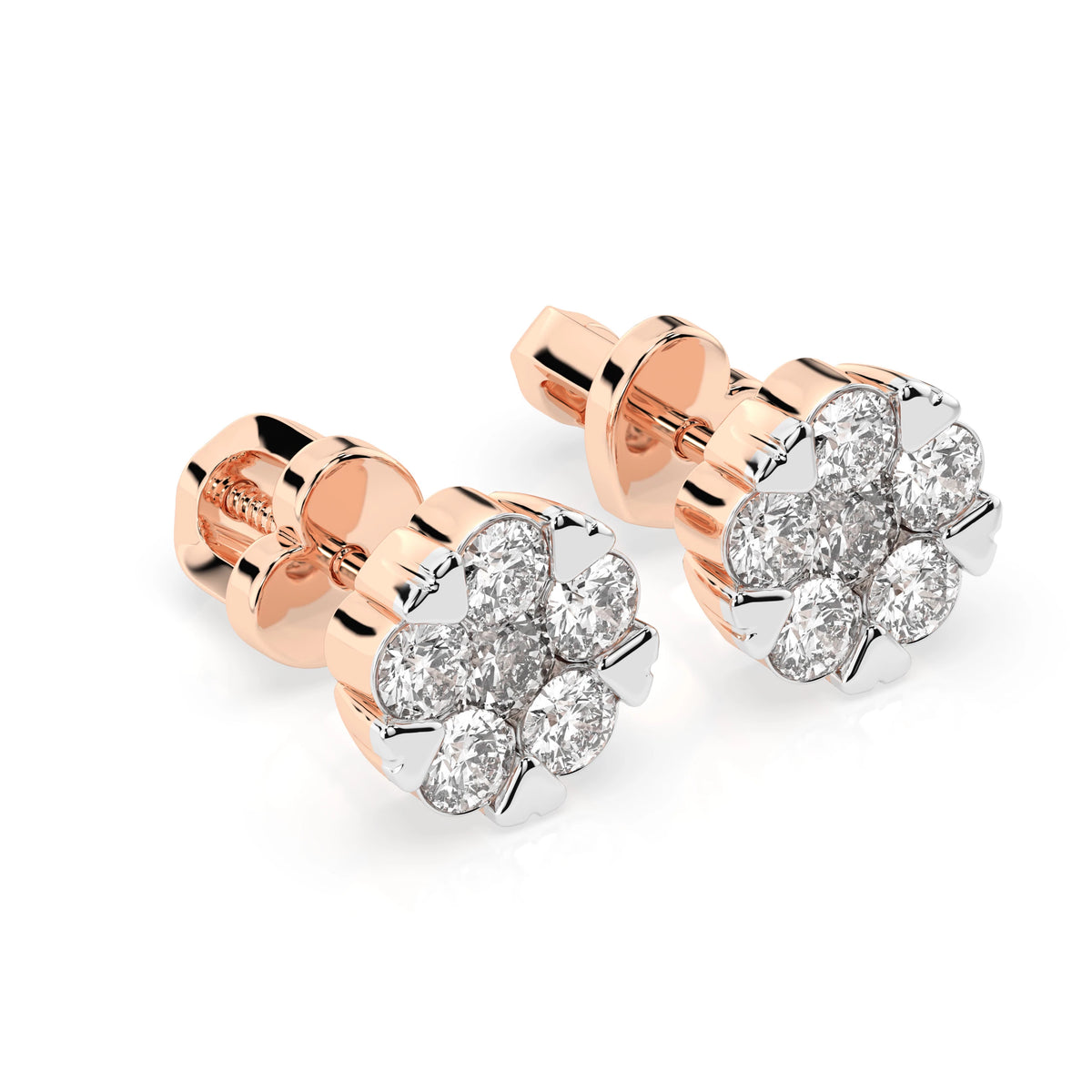 Cercei din Aur cu Diamante, Forma Rotund Briliant, 0,73 CT