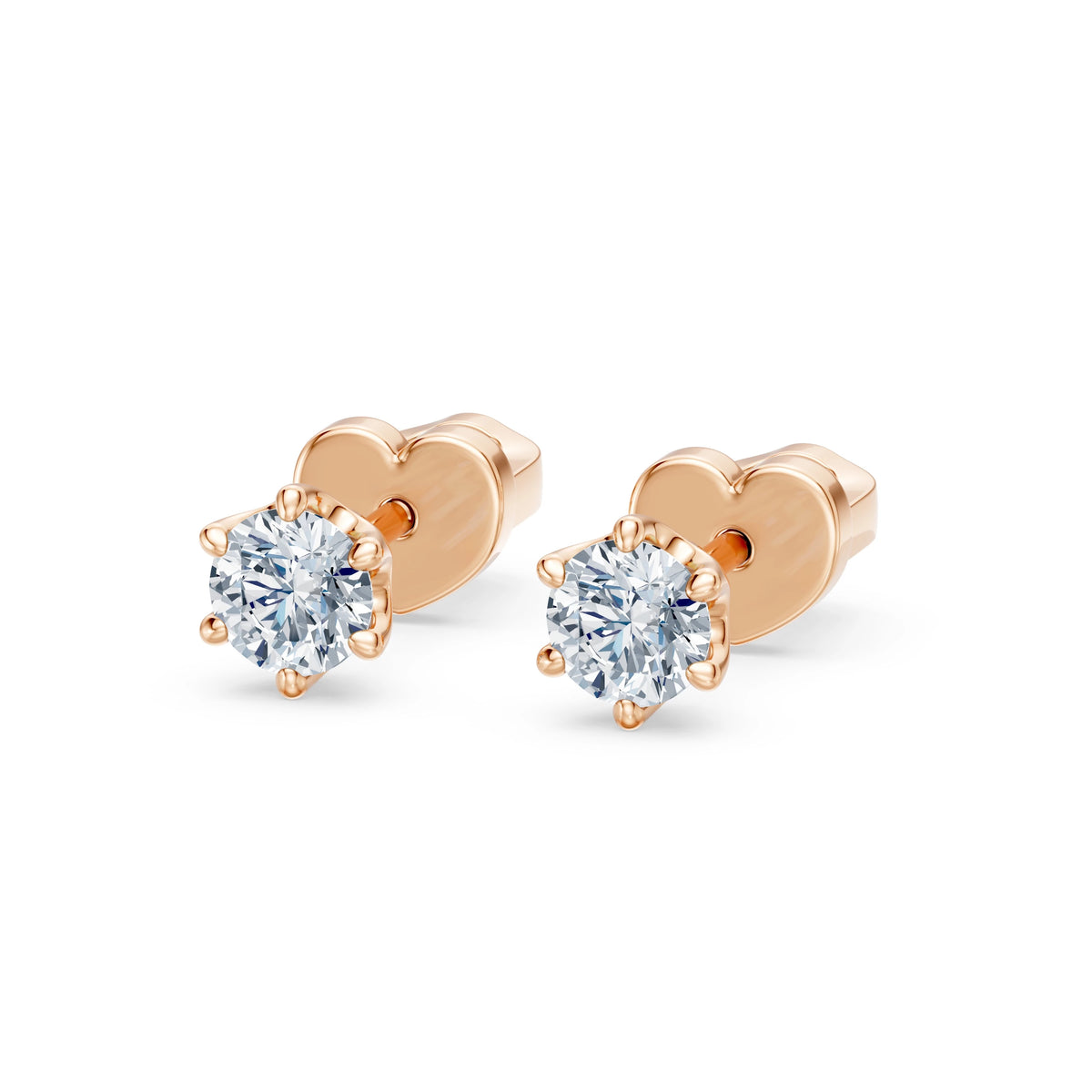 Cercei din Aur cu Diamante, Forma Rotund Briliant, 0,50 CT