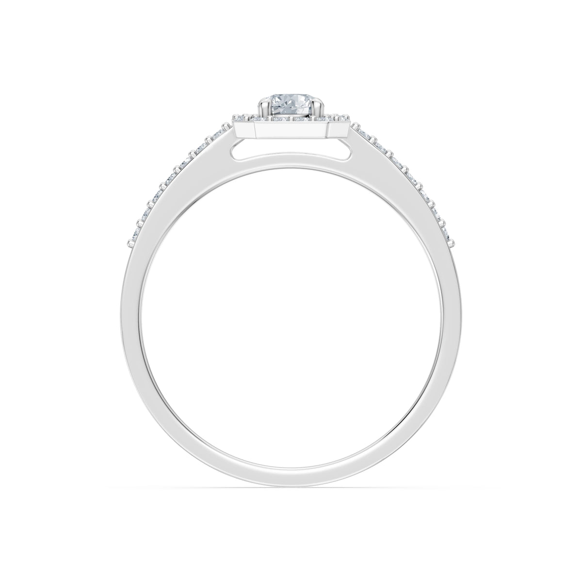 Inel de Logodnă din Aur cu Diamant Central Rotund Briliant și Diamante Laterale 0,38 CT
