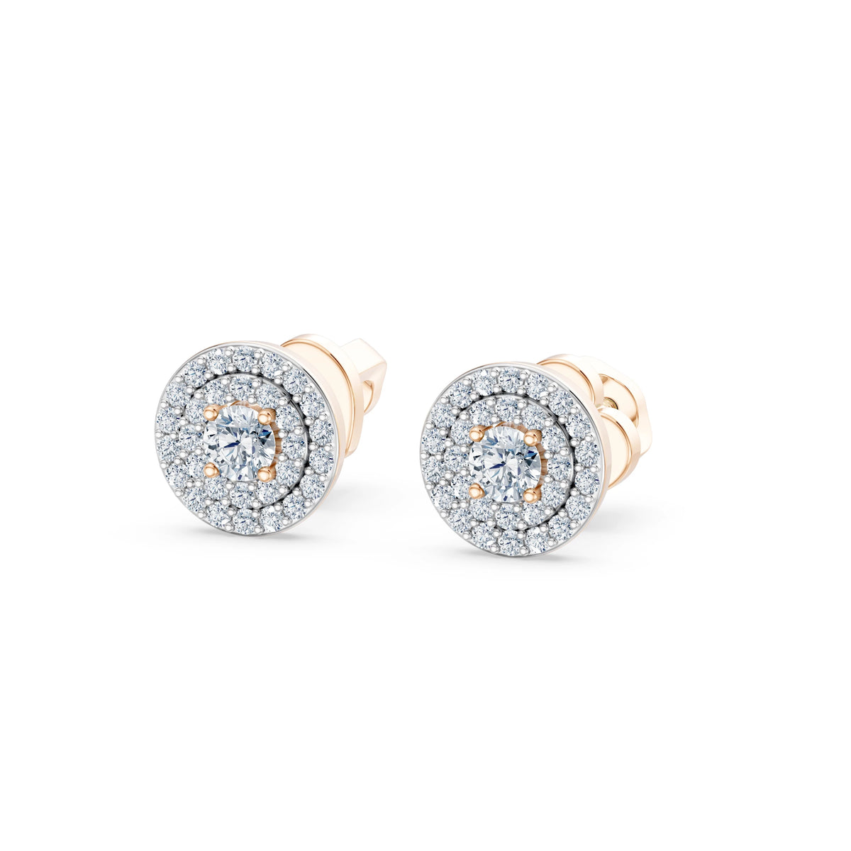 Cercei din Aur cu Diamante, Forma Rotund Briliant, 0,47 CT