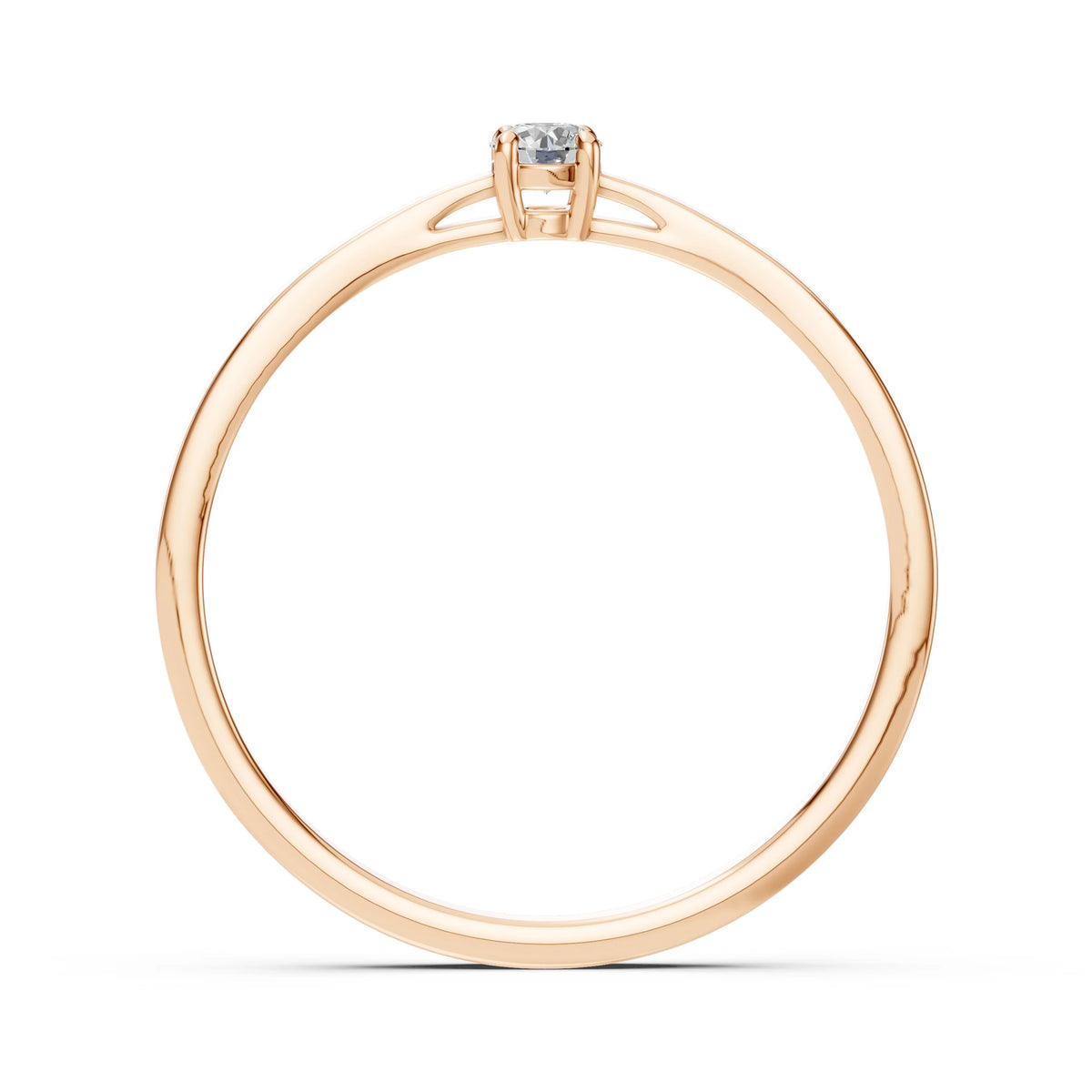 Inel de Logodnă Solitaire din Aur, Diamant Rotund Briliant 0,06 CT