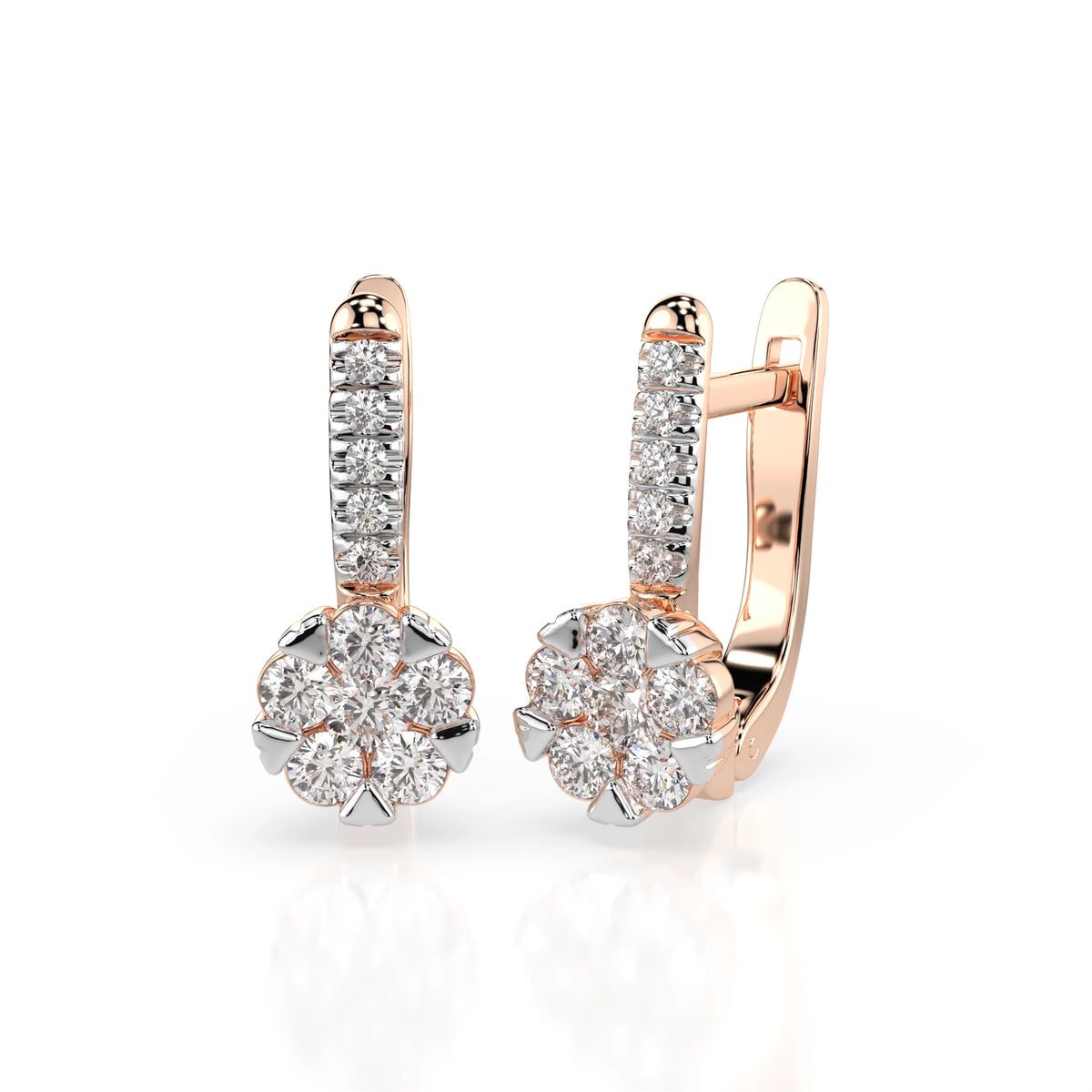 Cercei din Aur cu Diamante, Forma Rotund Briliant, 0,50 CT