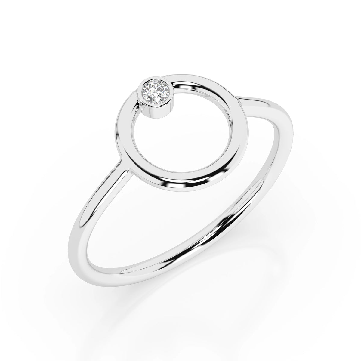 Inel din Aur cu Diamant, Forma Rotund Briliant, 0,03 CT