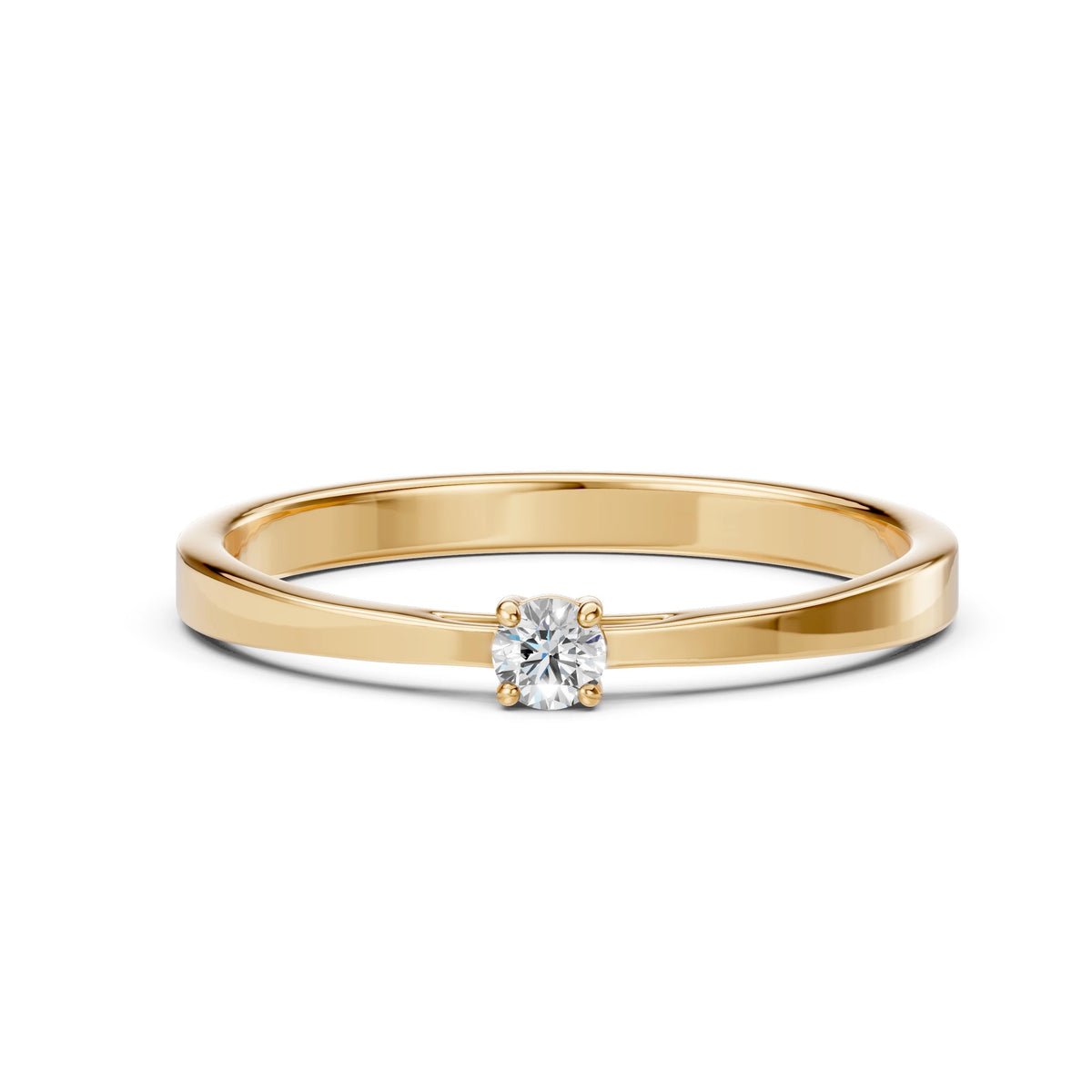 Inel de Logodnă Solitaire din Aur, Diamant Rotund Briliant 0,06 CT