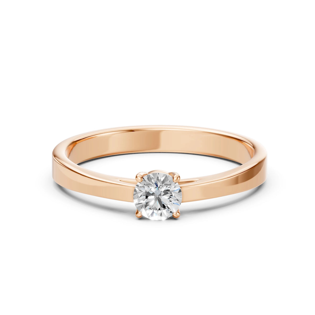 Inel de Logodnă Solitaire din Aur, Diamant Rotund Briliant 0,35 CT