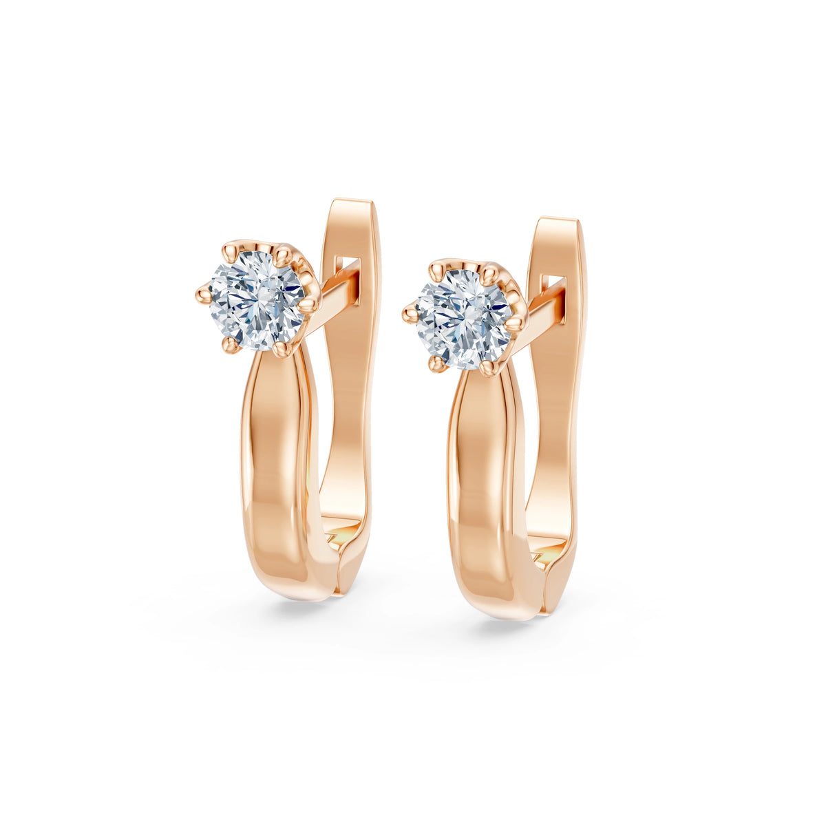 Cercei din Aur cu Diamante, Forma Rotund Briliant, 0,50 CT