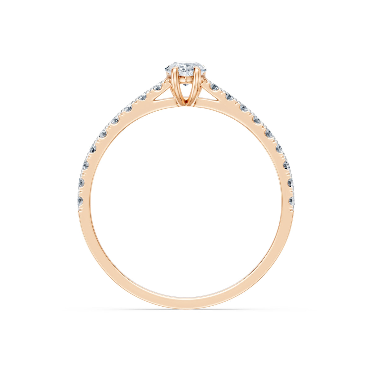 Inel de Logodnă din Aur cu Diamant Central Pear și Diamante Laterale 0,53 CT