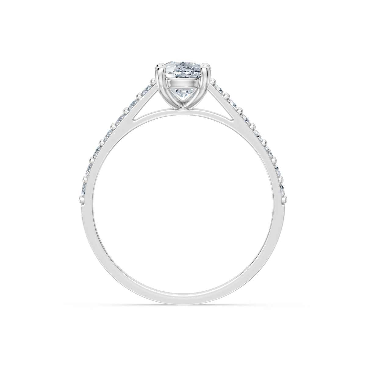 Inel de Logodnă din Aur cu Diamant Central Cushion și Diamante Laterale 1,28 CT