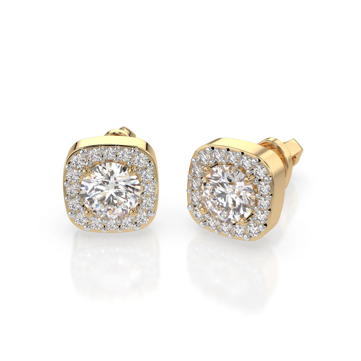Cercei din Aur cu Diamante, Forma Rotund Briliant, 1,00 CT